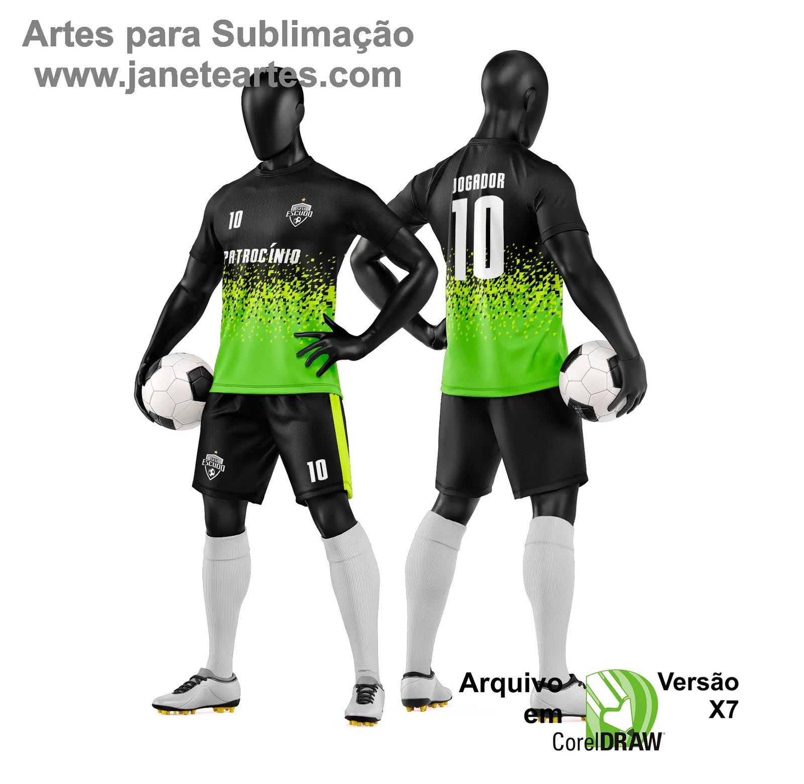 Arte Vetor Camisa e Short de Time de Futebol Amador