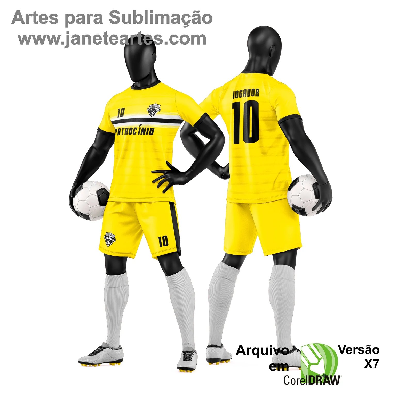 Arte Vetor Camisa e Short de Time de Futebol Amador