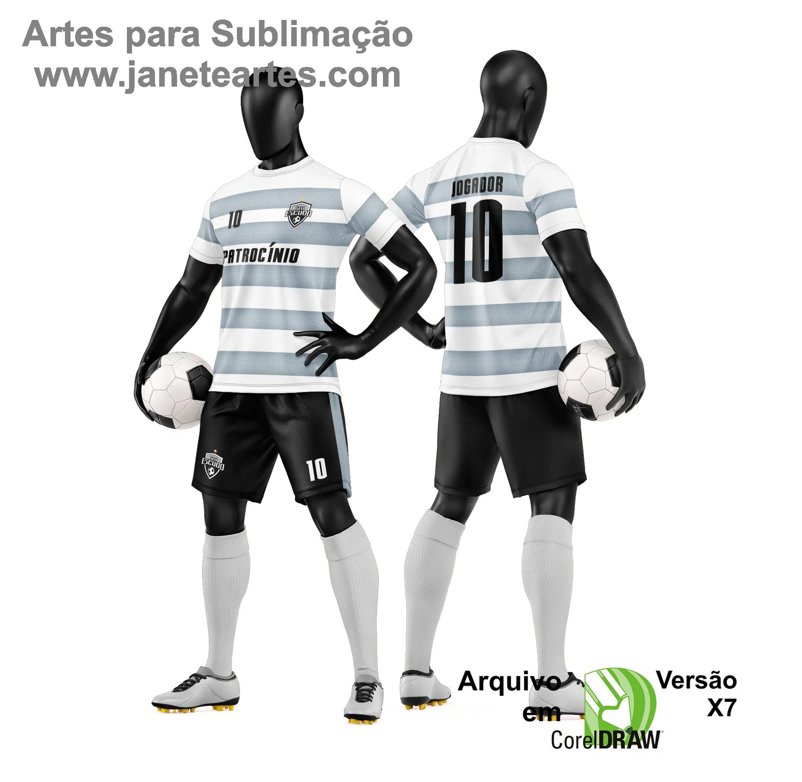 Arte Vetor Camisa e Short de Time de Futebol Amador