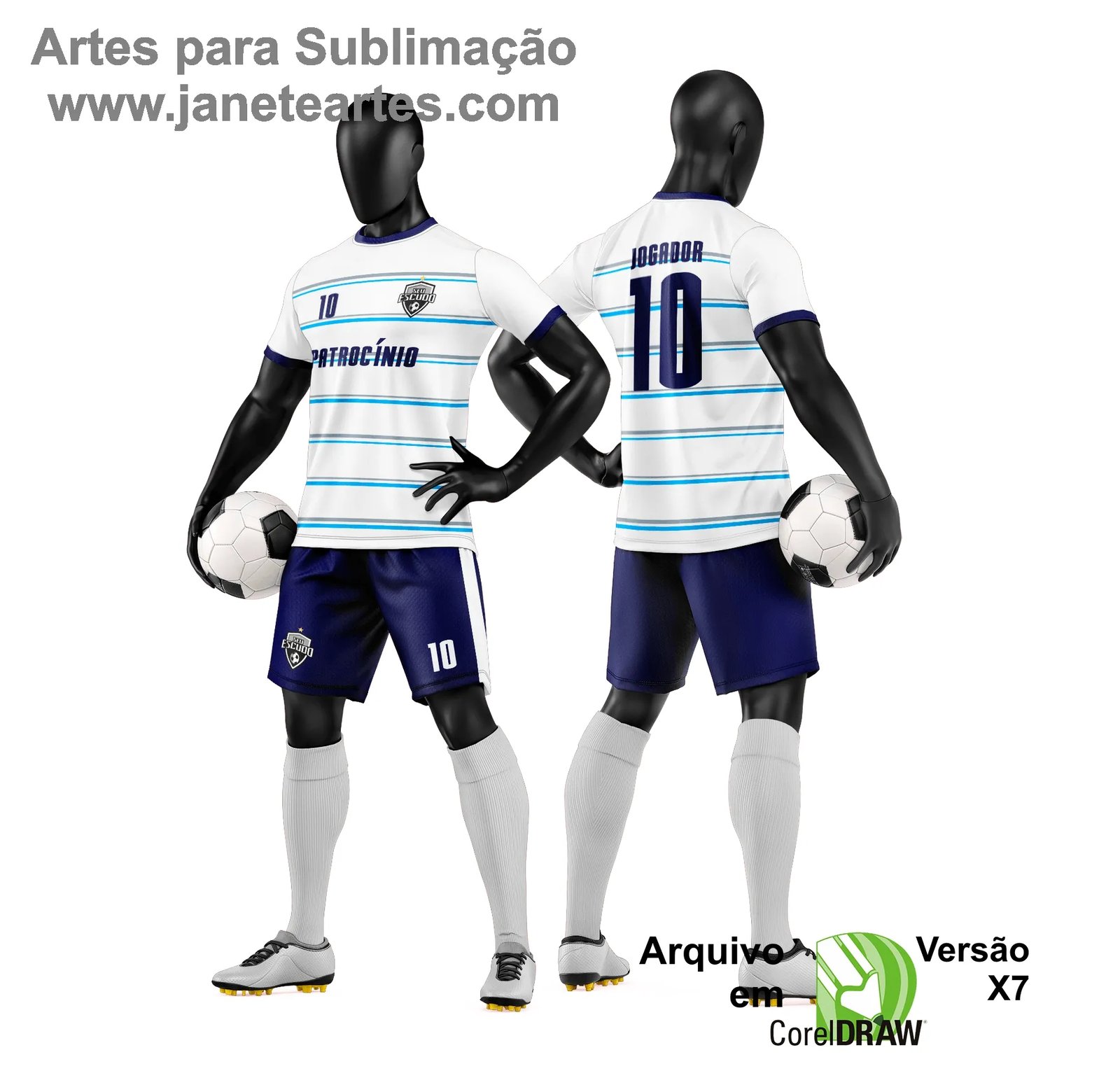 Arte Vetor Camisa e Short de Time de Futebol Amador