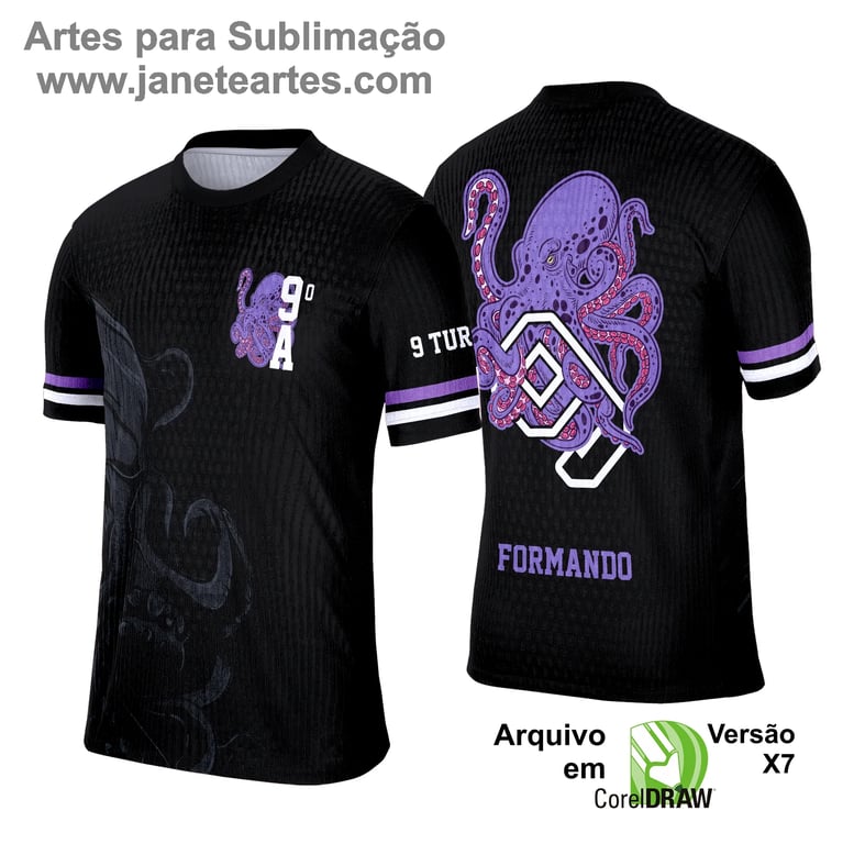 Arte Vetor Camisa Formandos Nono Ano Polvo