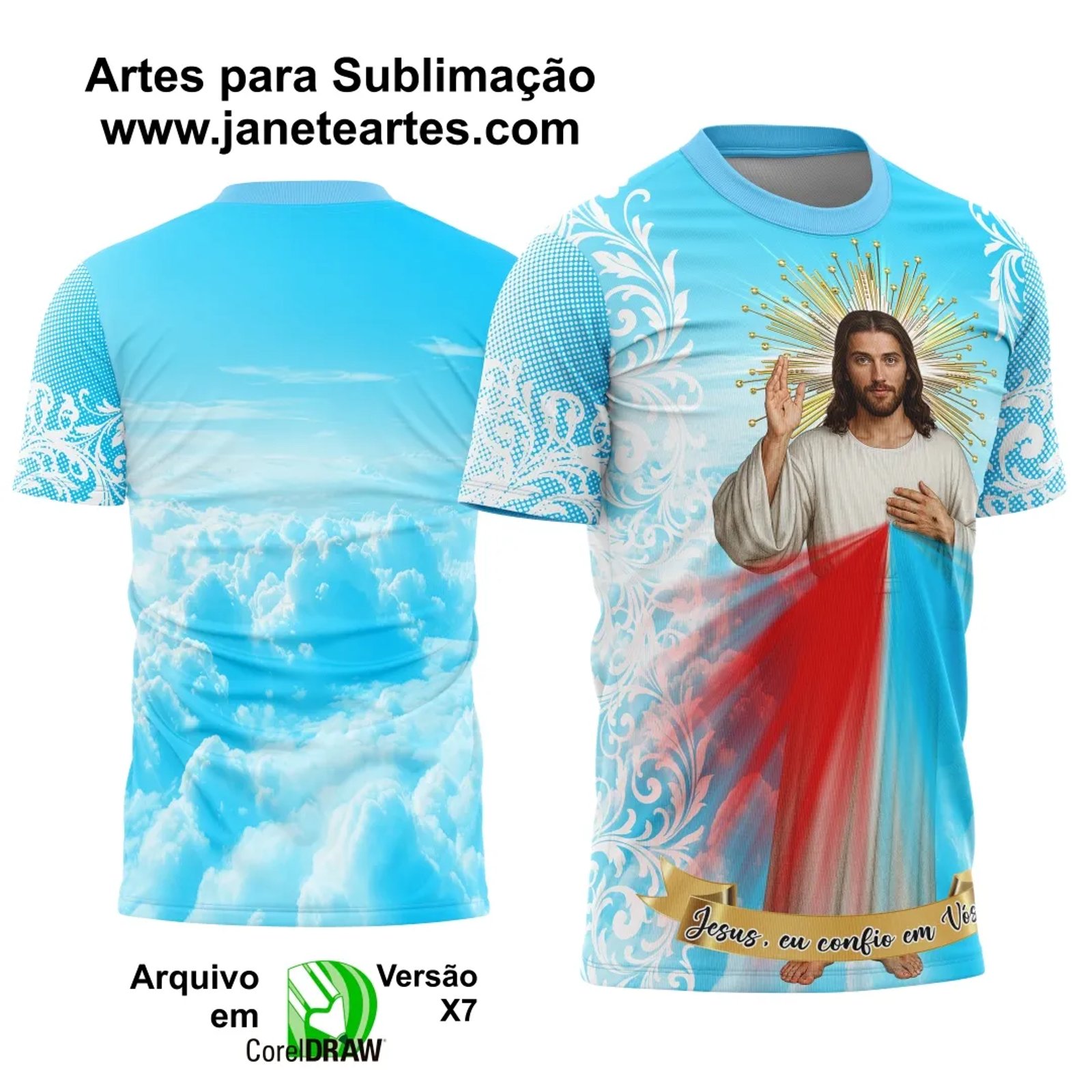 Arte Estampa Camisa de Religião - Jesus, eu confio em vós!