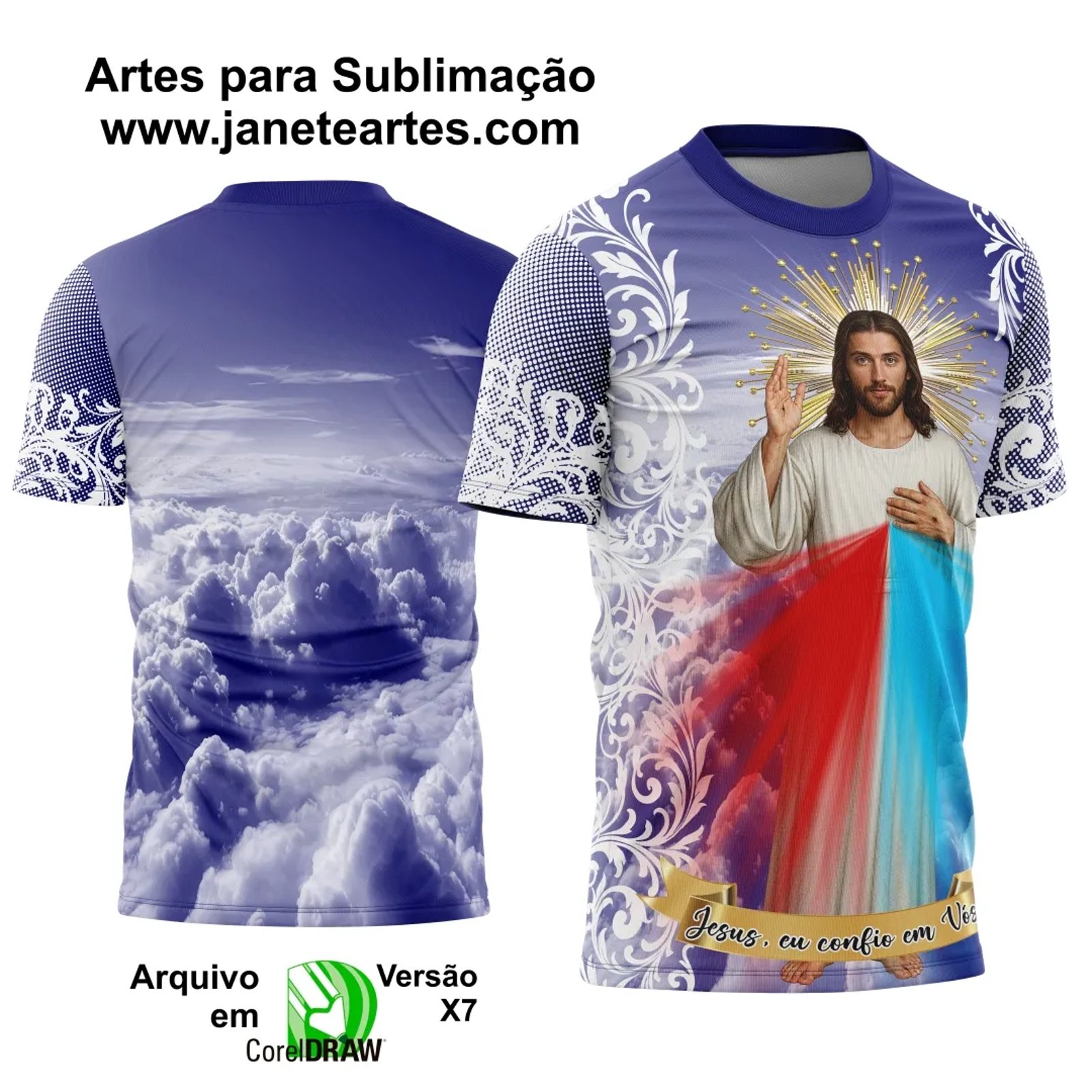 Arte Estampa Camisa de Religião - Jesus, eu confio em vós!
