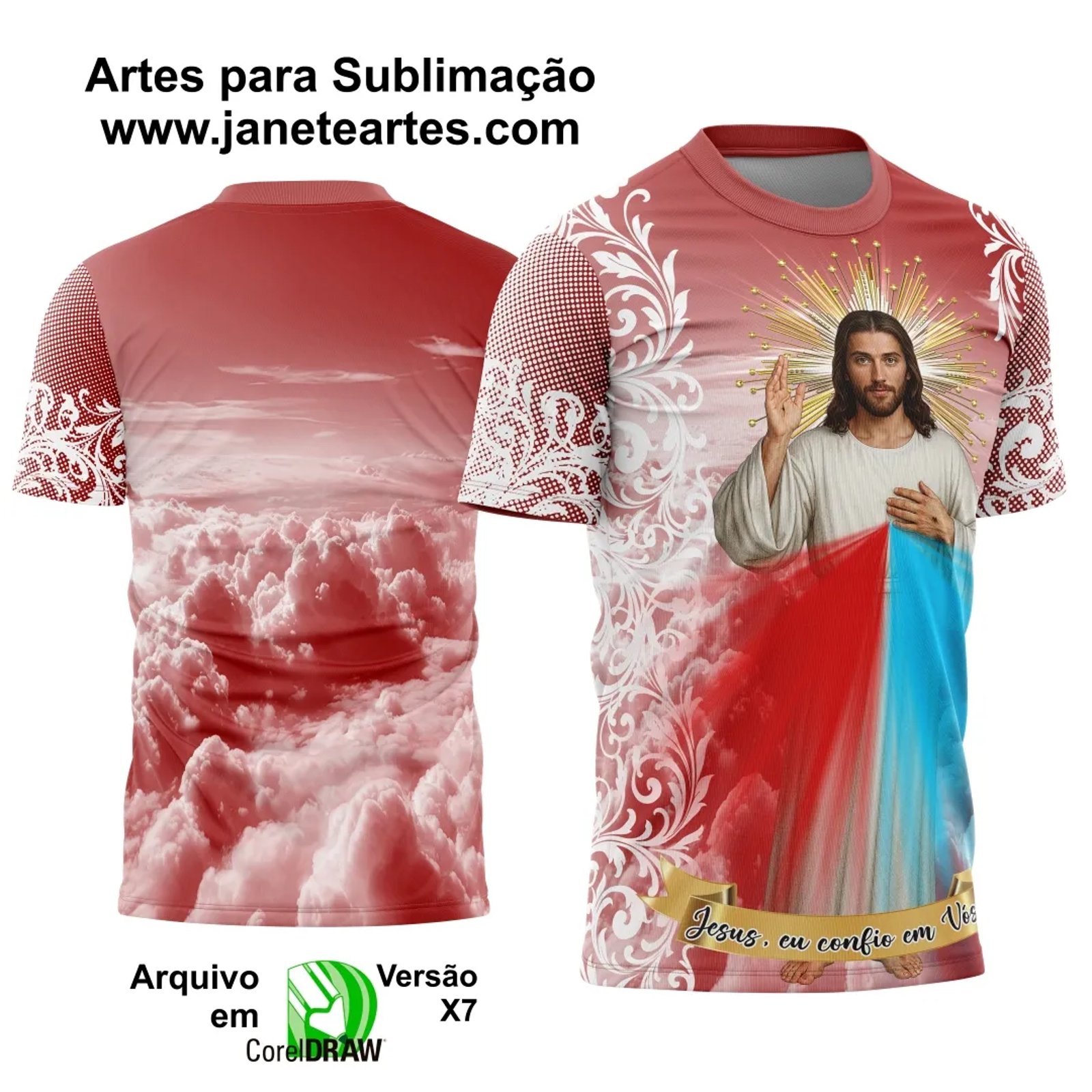 Arte Estampa Camisa de Religião - Jesus, eu confio em vós!