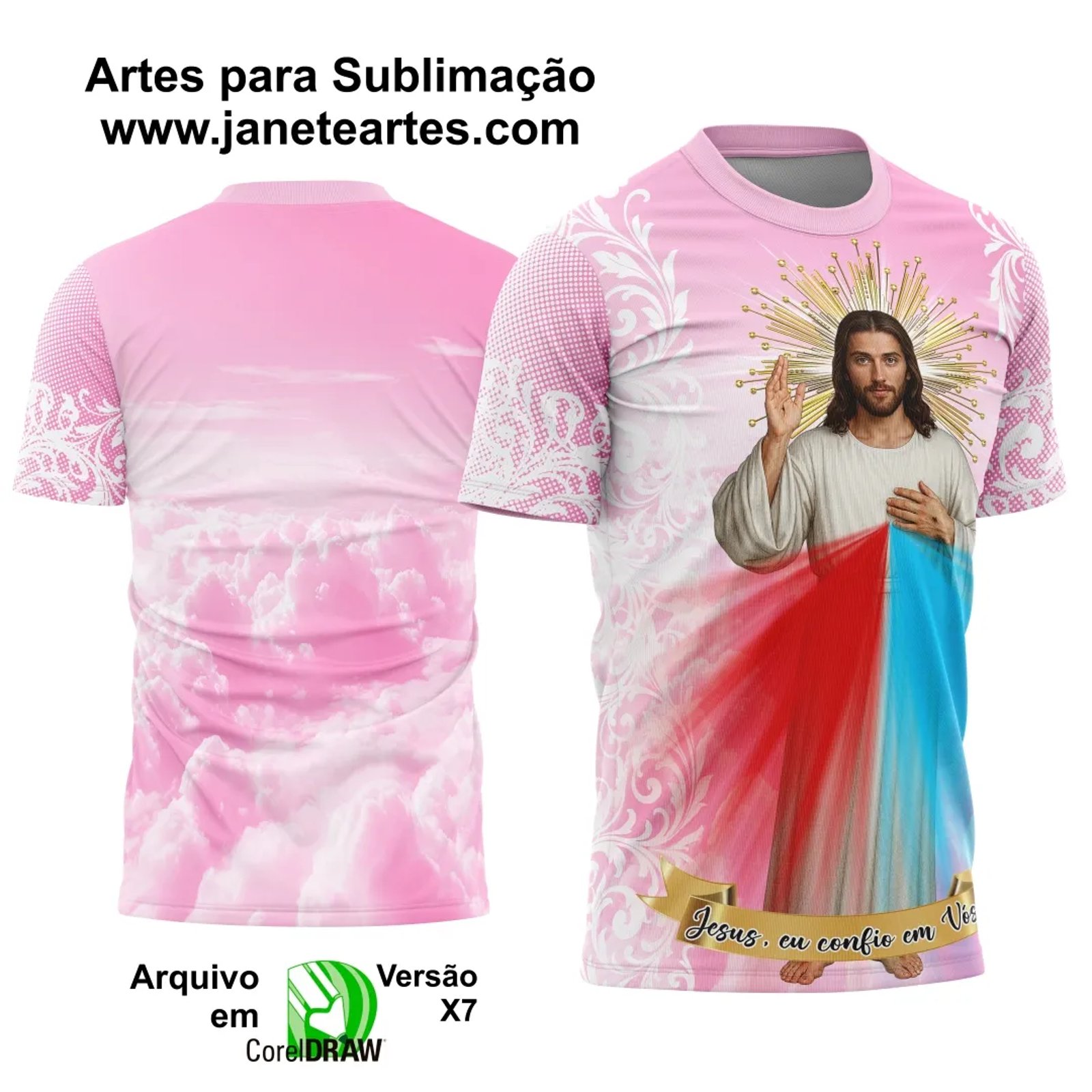 Arte Estampa Camisa de Religião - Jesus, eu confio em vós!