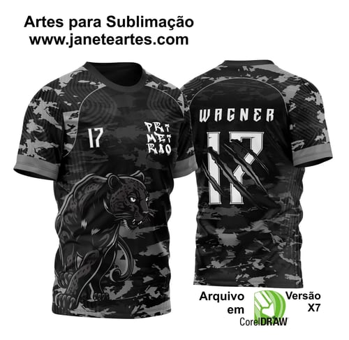 Template Camisa Primeirão Pantera Negra Tons de Cinza Camuflagem