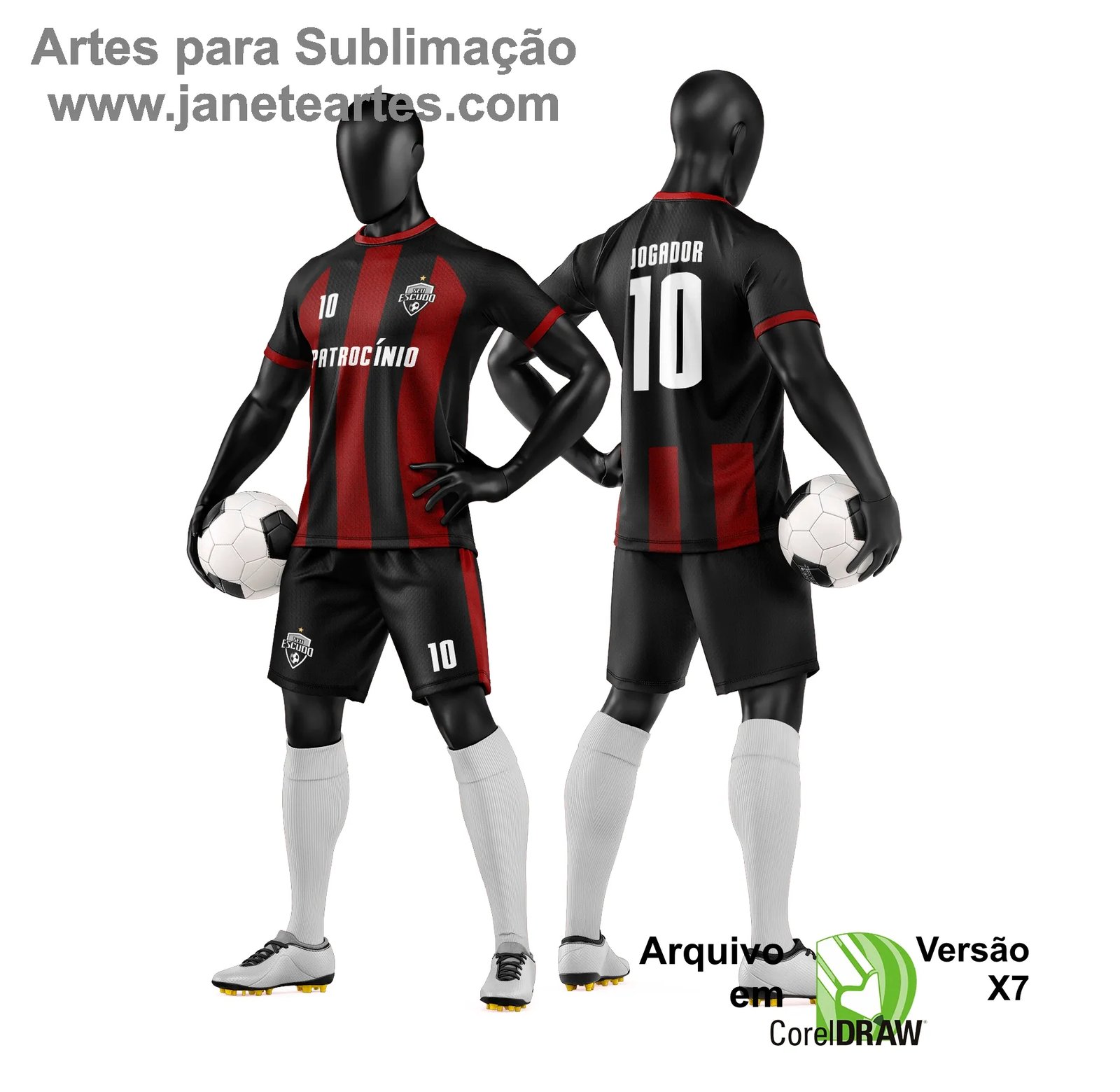 Arte Vetor Camisa e Short de Time de Futebol Amador