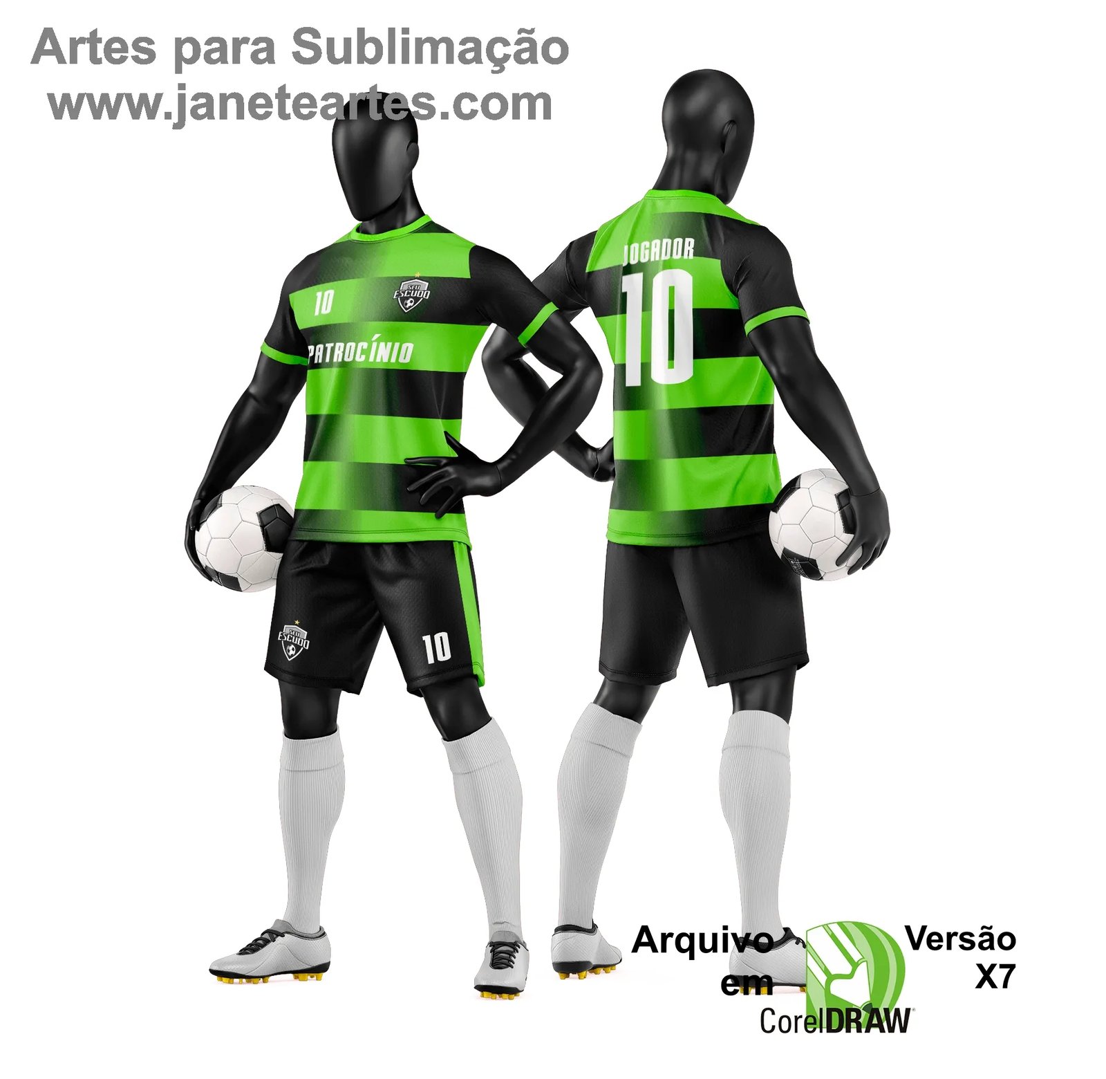Arte Vetor Camisa e Short de Time de Futebol Amador