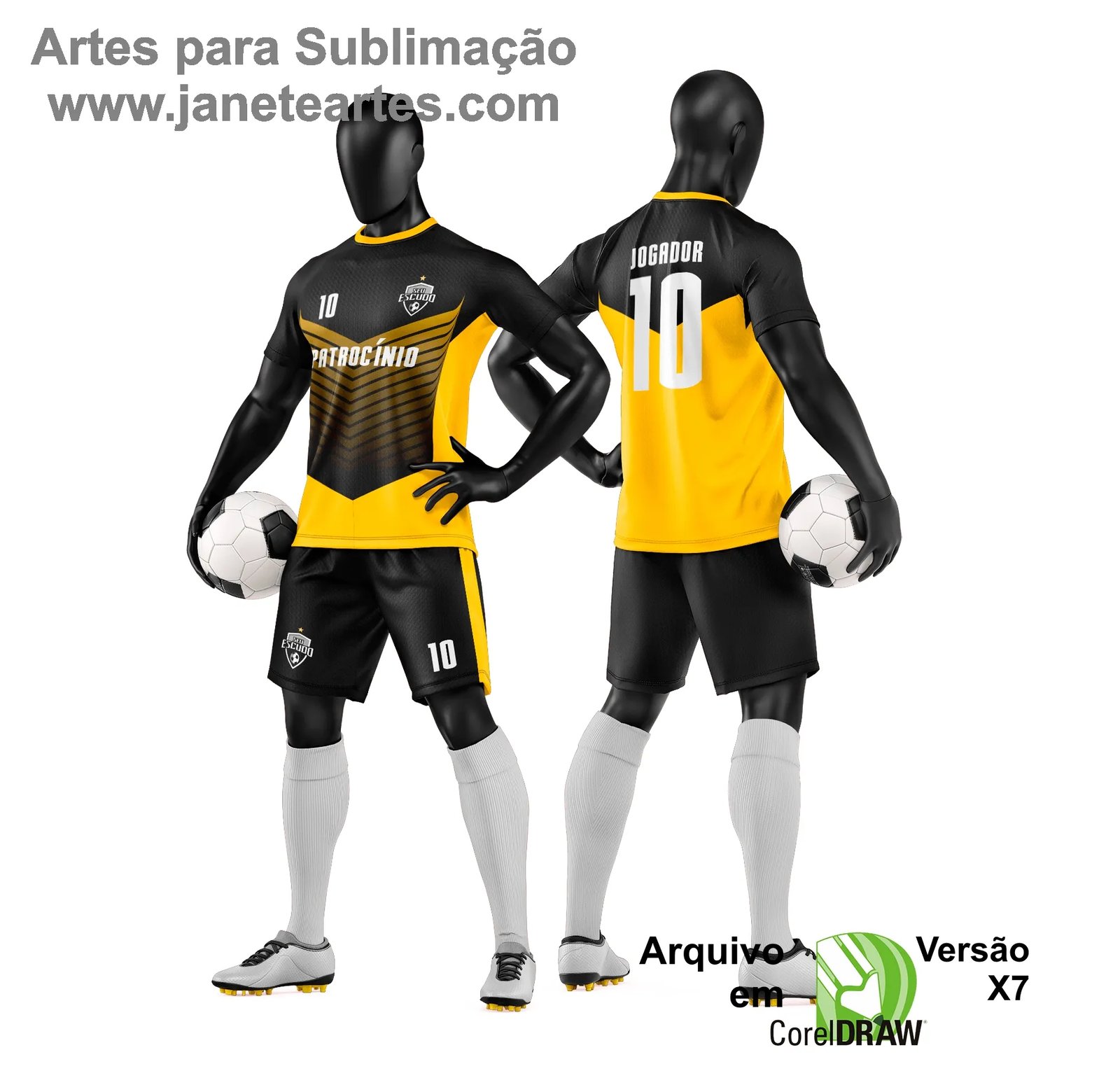 Arte Vetor Camisa e Short de Time de Futebol Amador