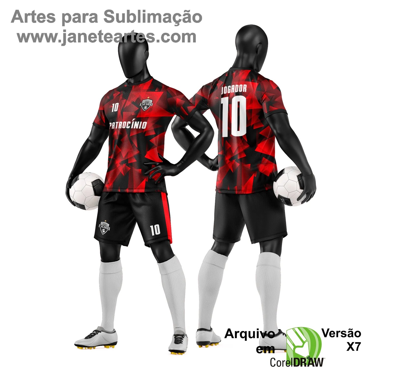 Arte Vetor Camisa e Short de Time de Futebol Amador