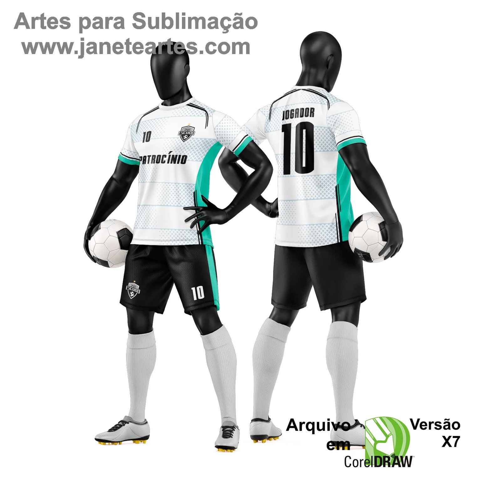 Arte Vetor Camisa e Short de Time de Futebol Amador