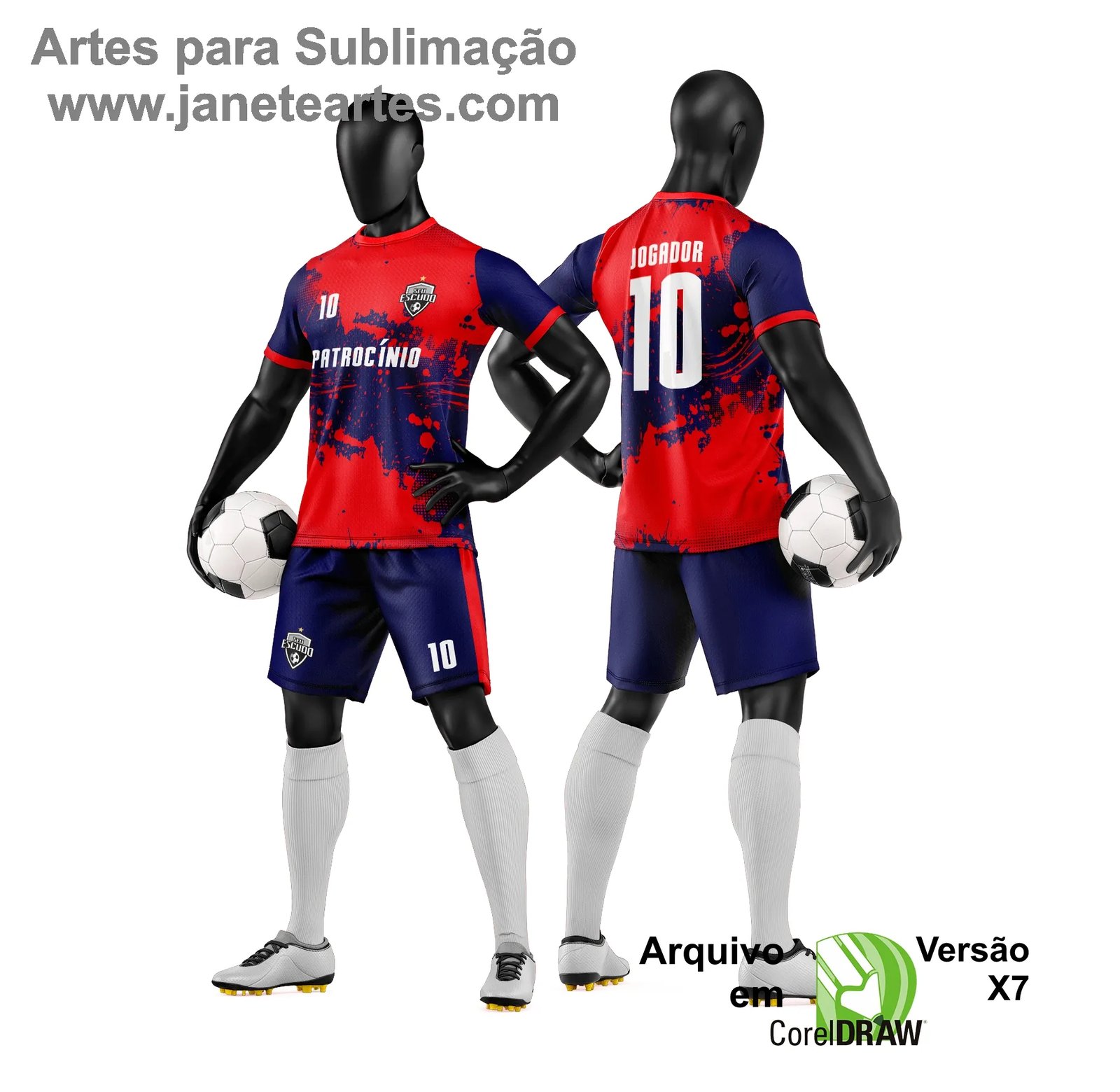 Arte Vetor Camisa e Short de Time de Futebol Amador