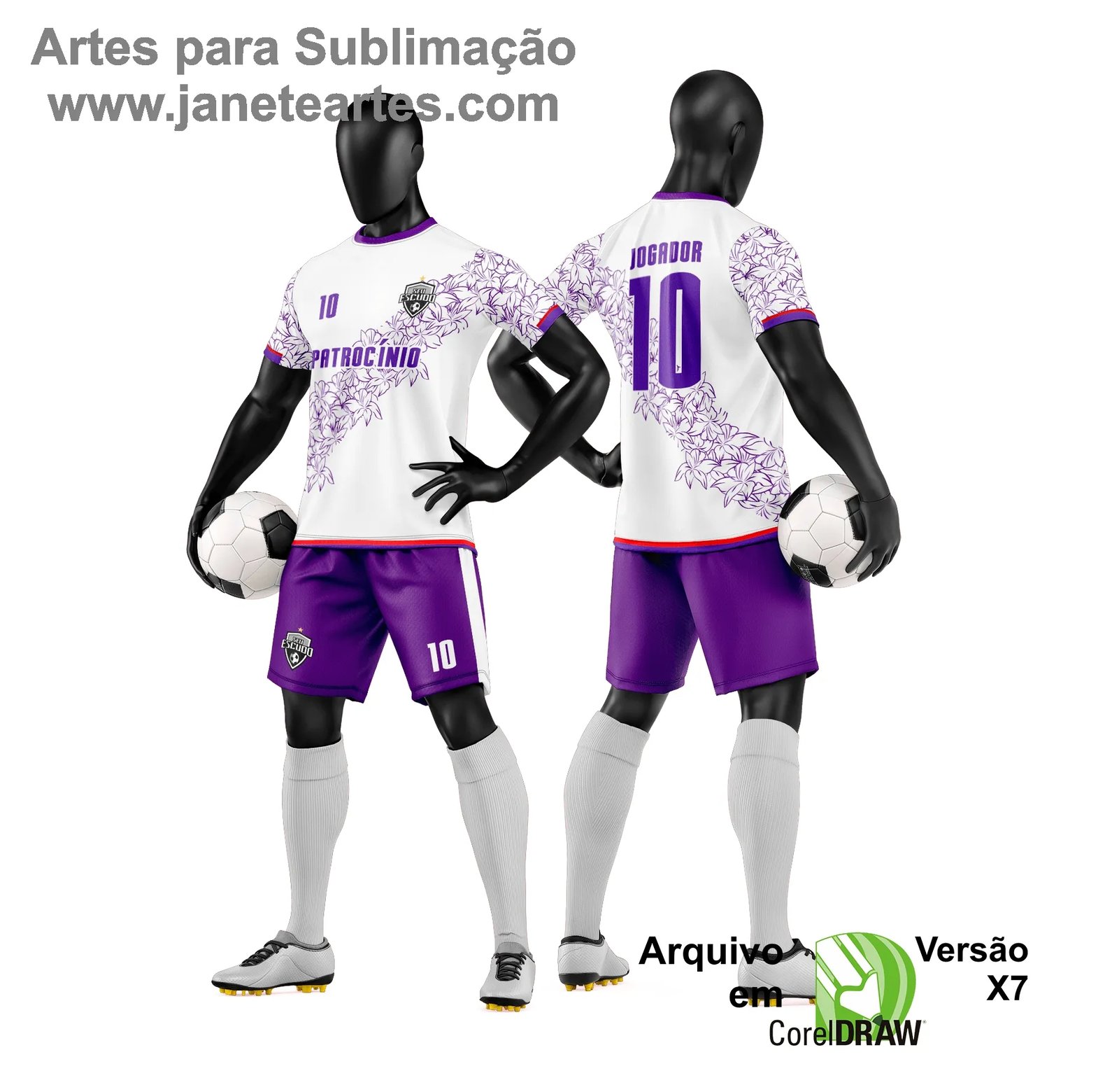 Arte Vetor Camisa e Short de Time de Futebol Amador