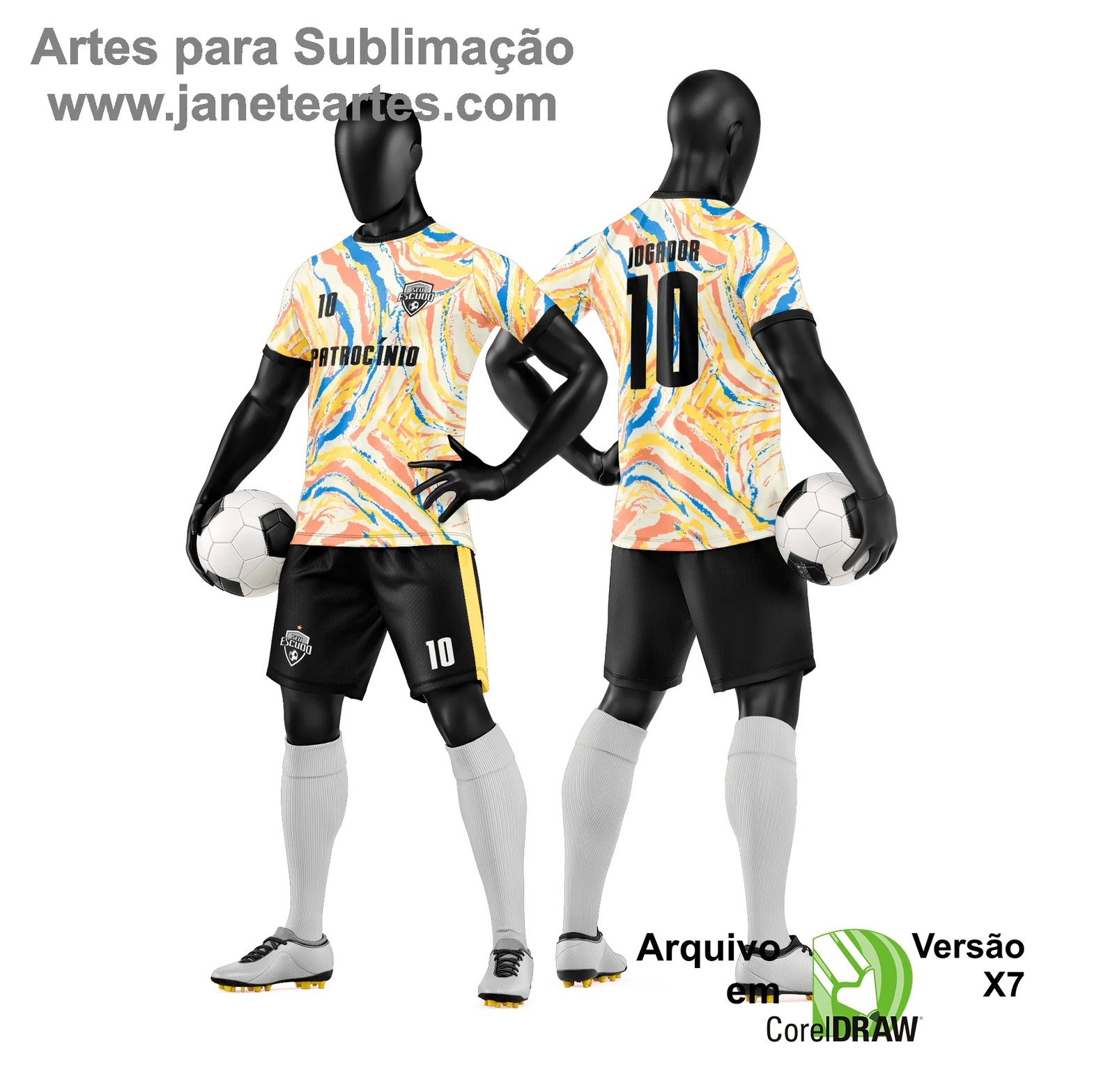 Arte Vetor Camisa e Short de Time de Futebol Amador