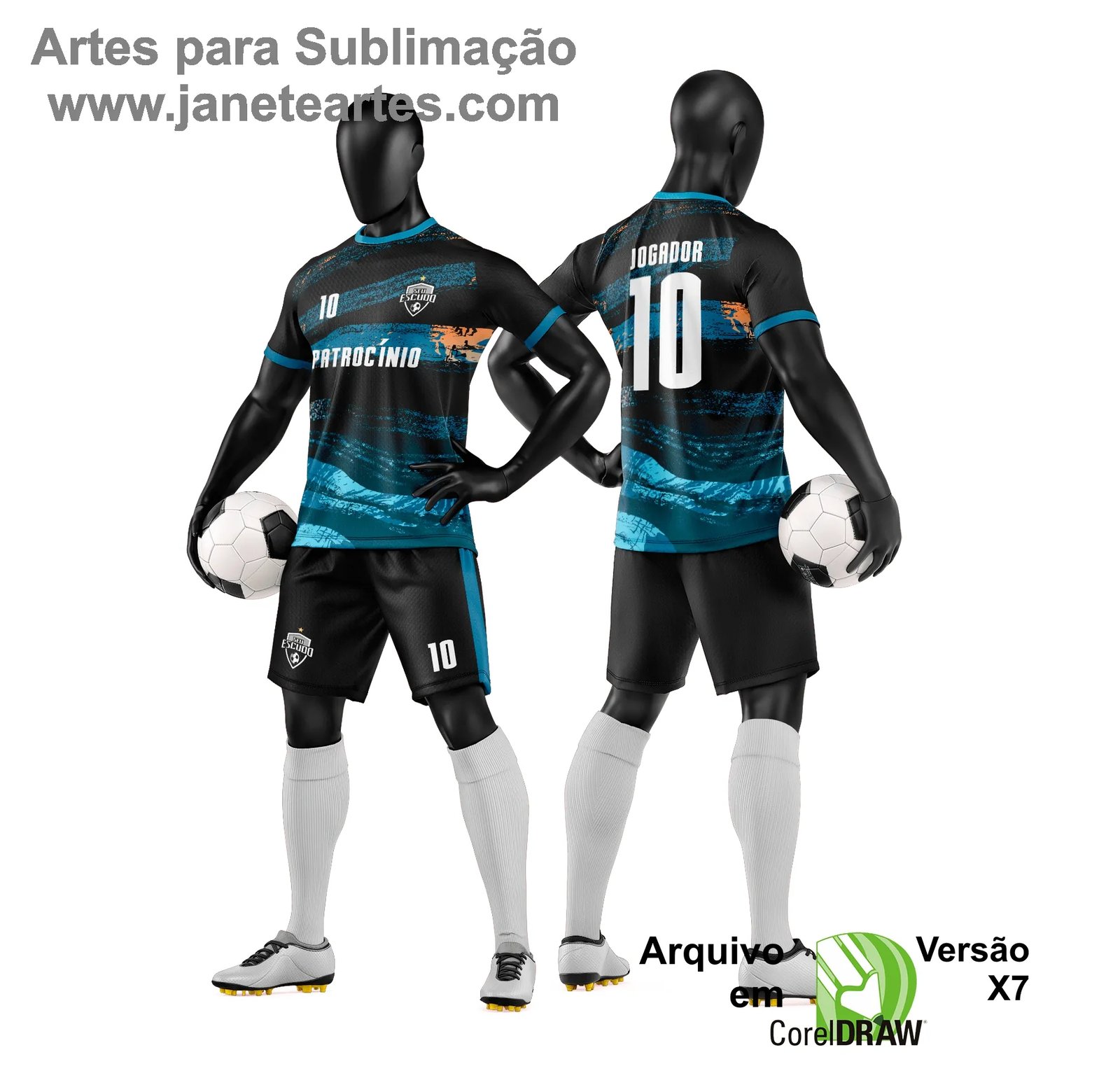 Arte Vetor Camisa e Short de Time de Futebol Amador