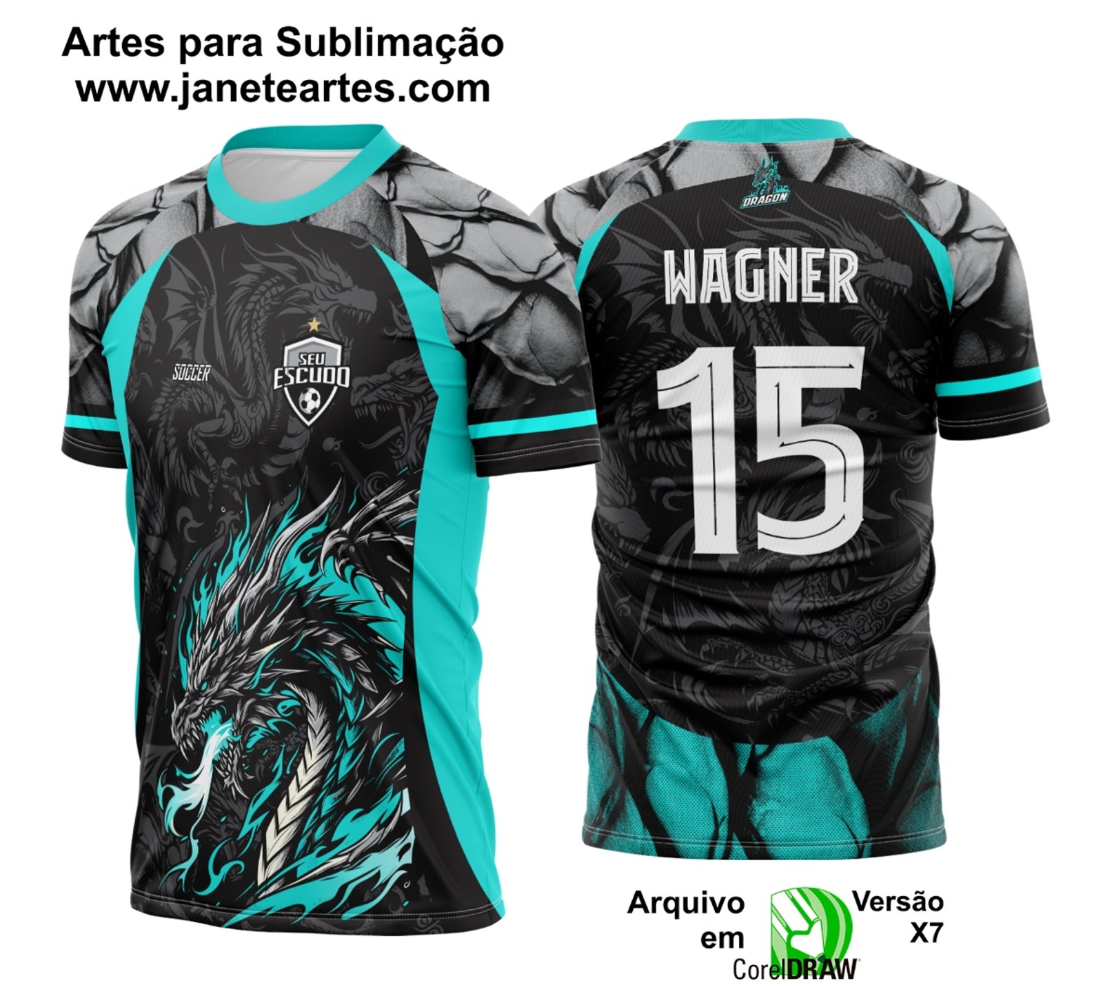 Arte Vetor Camisa Interclasse Dragão Verde