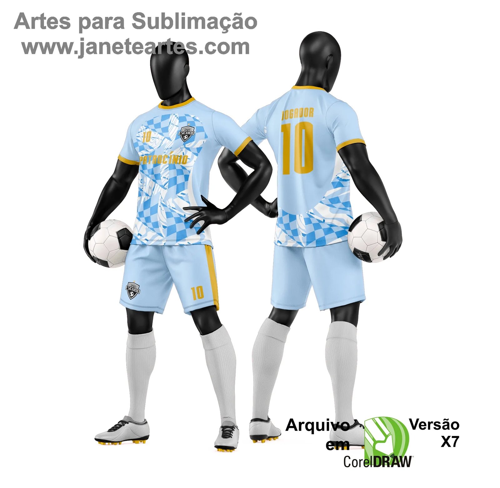 Arte Vetor Camisa e Short de Time de Futebol Amador