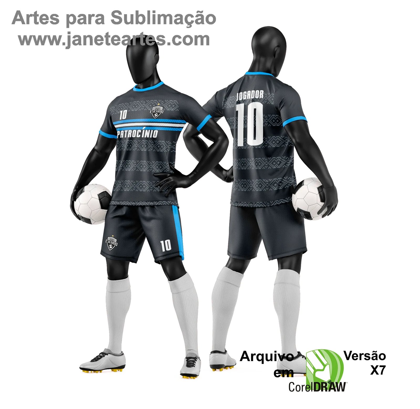 Arte Vetor Camisa e Short de Time de Futebol Amador