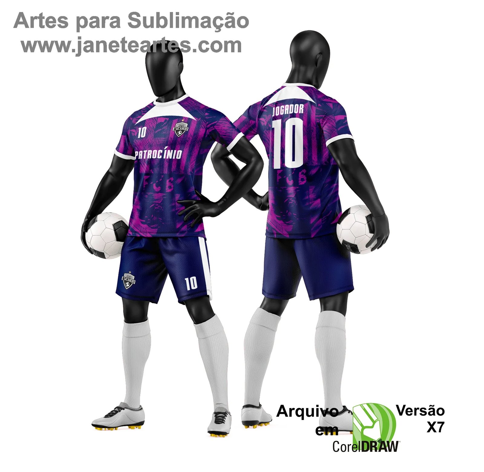 Arte Vetor Camisa e Short de Time de Futebol Amador