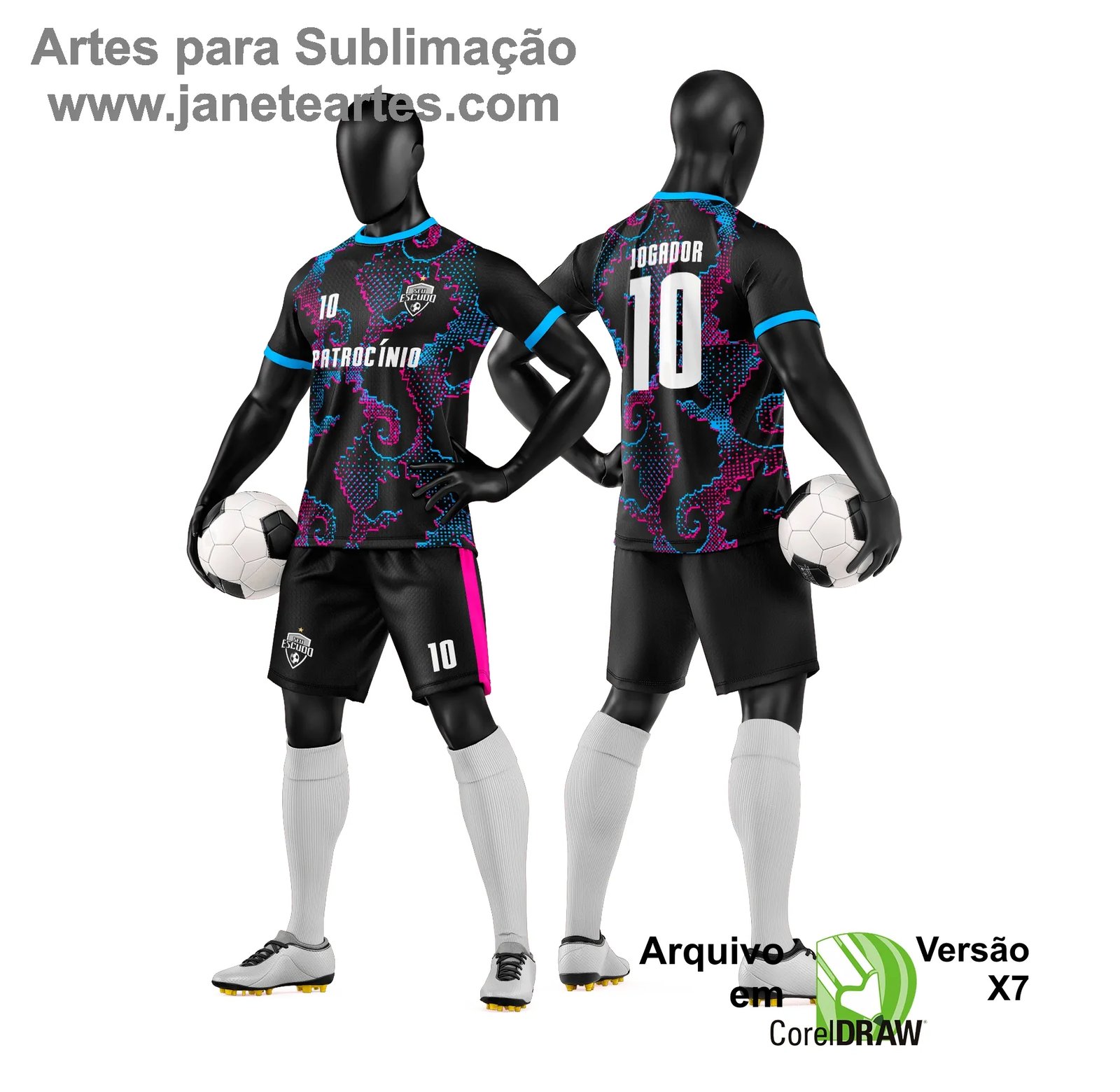 Arte Vetor Camisa e Short de Time de Futebol Amador