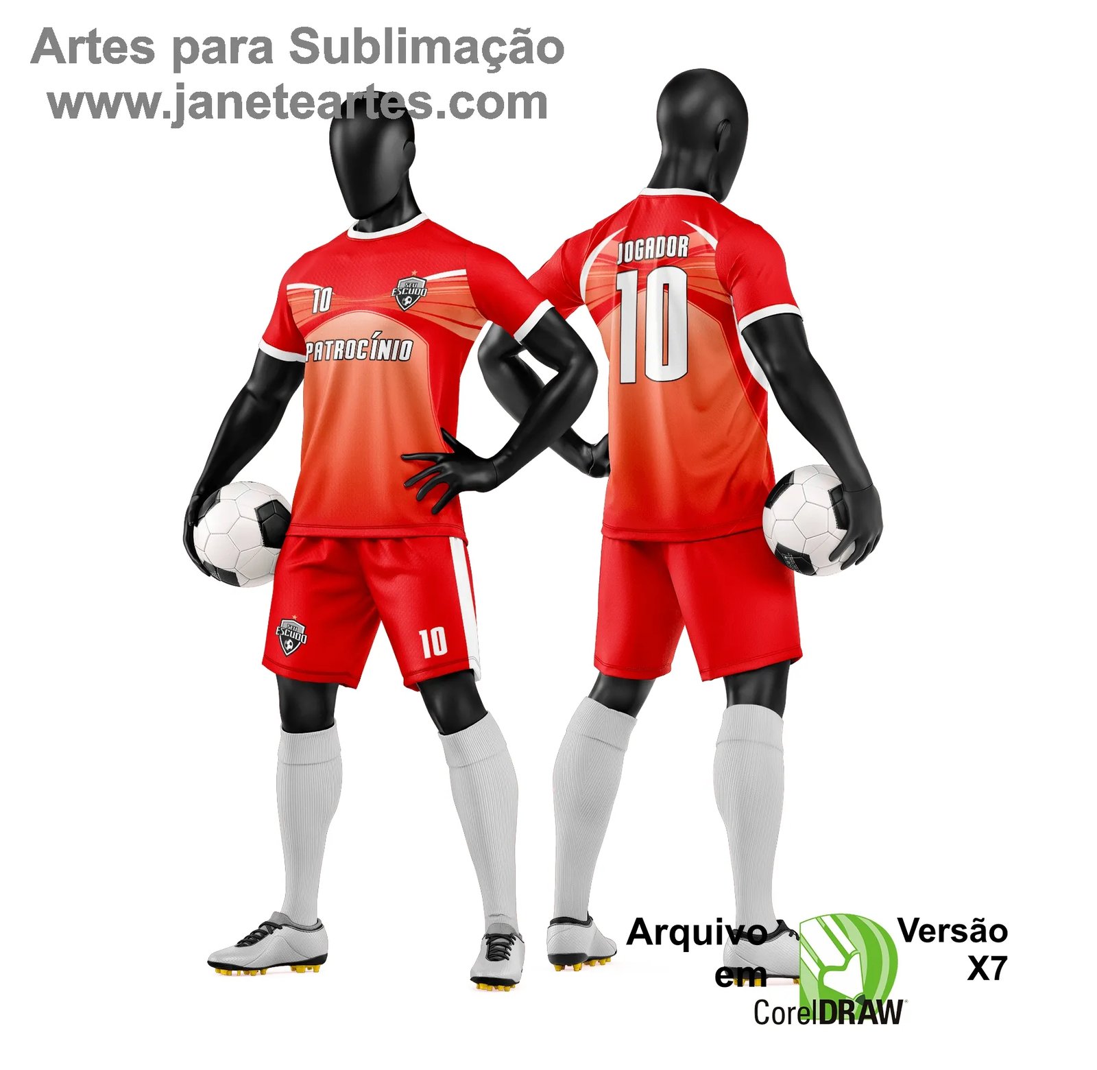 Arte Vetor Camisa e Short de Time de Futebol Amador