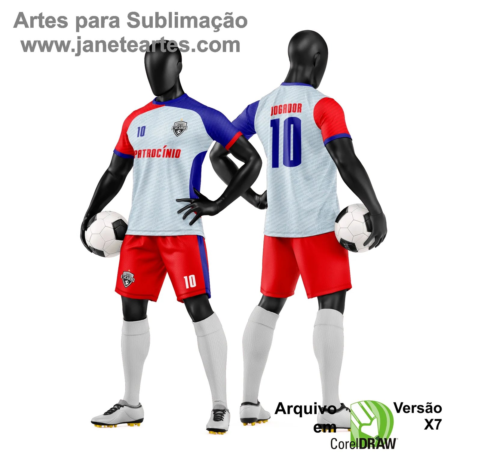 Arte Vetor Camisa e Short de Time de Futebol Amador