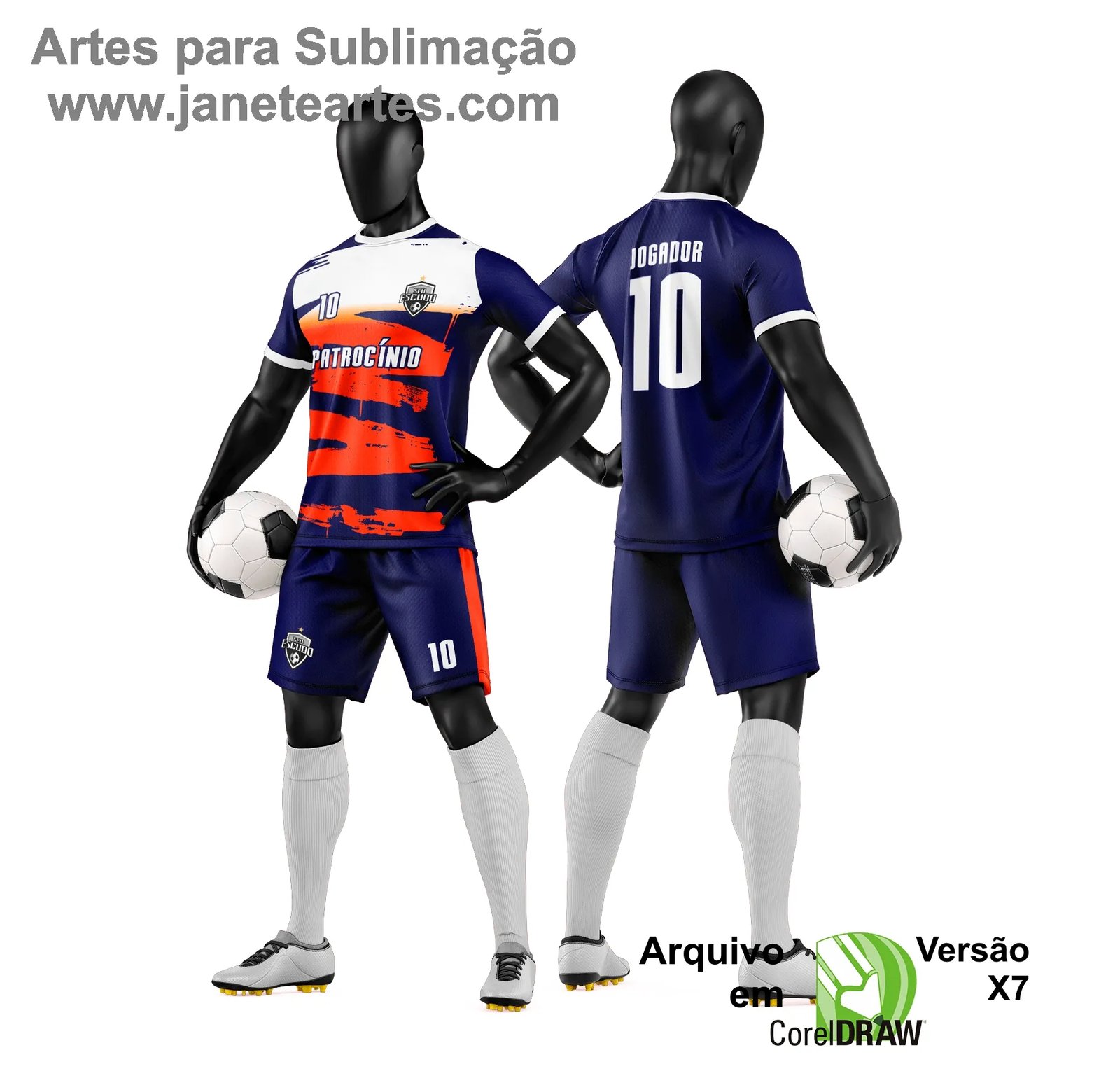 Arte Vetor Camisa e Short de Time de Futebol Amador