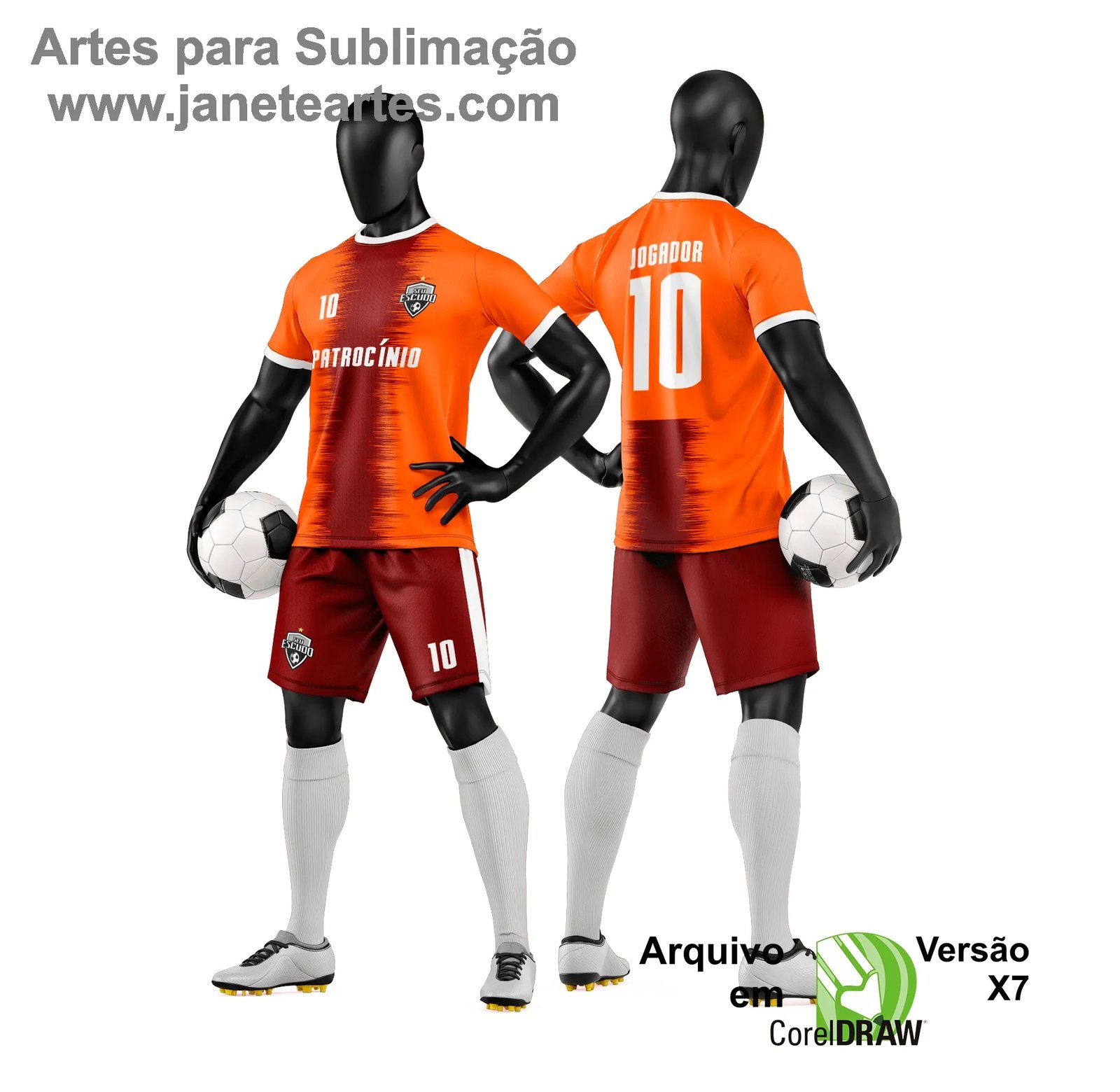 Arte Vetor Camisa e Short de Time de Futebol Amador - Janete Artes