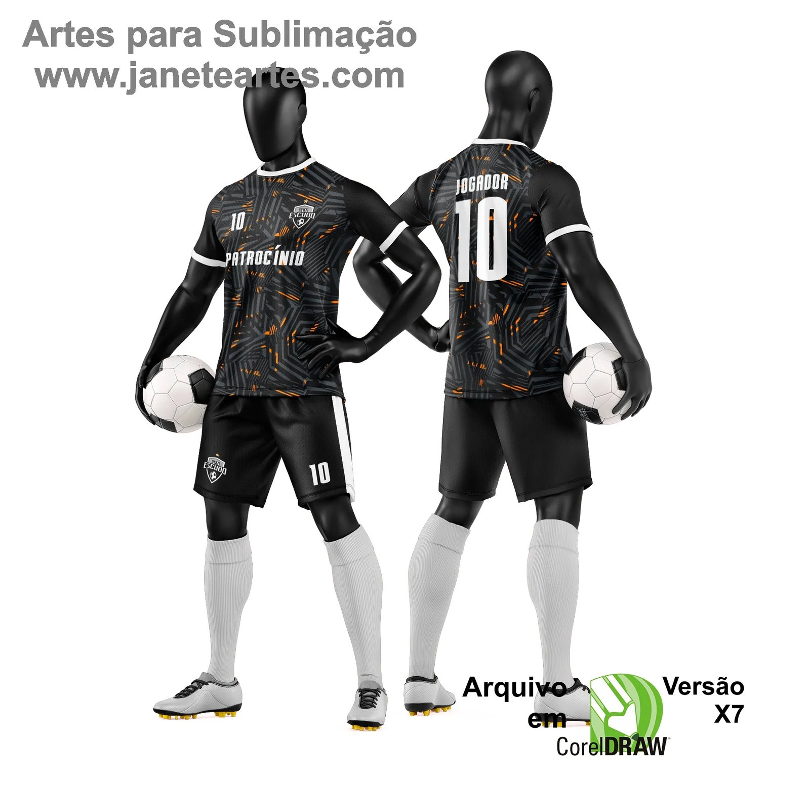 Arte Vetor Camisa e Short de Time de Futebol Amador - Janete Artes