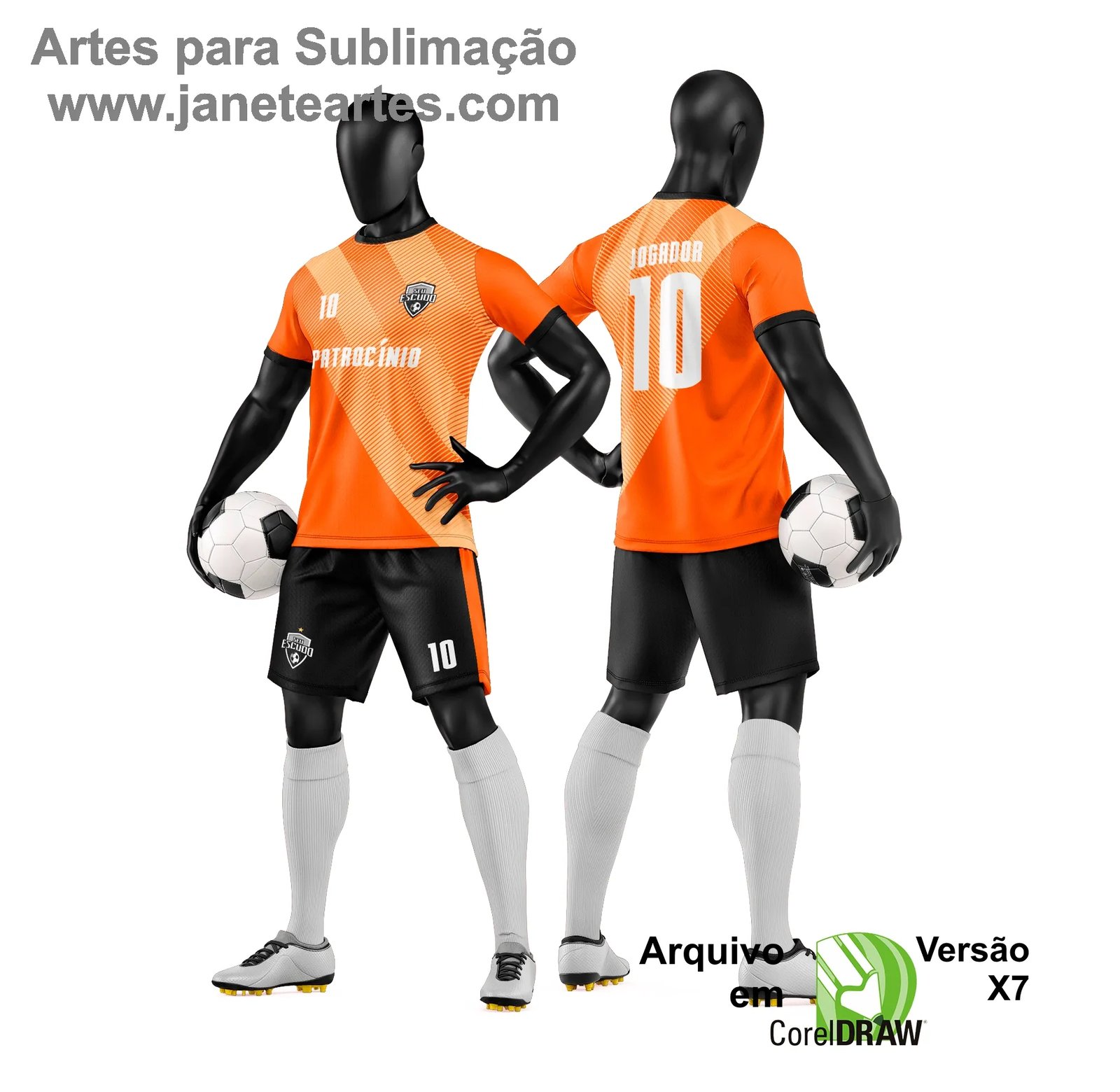 Arte Vetor Camisa e Short de Time de Futebol Amador - Janete Artes