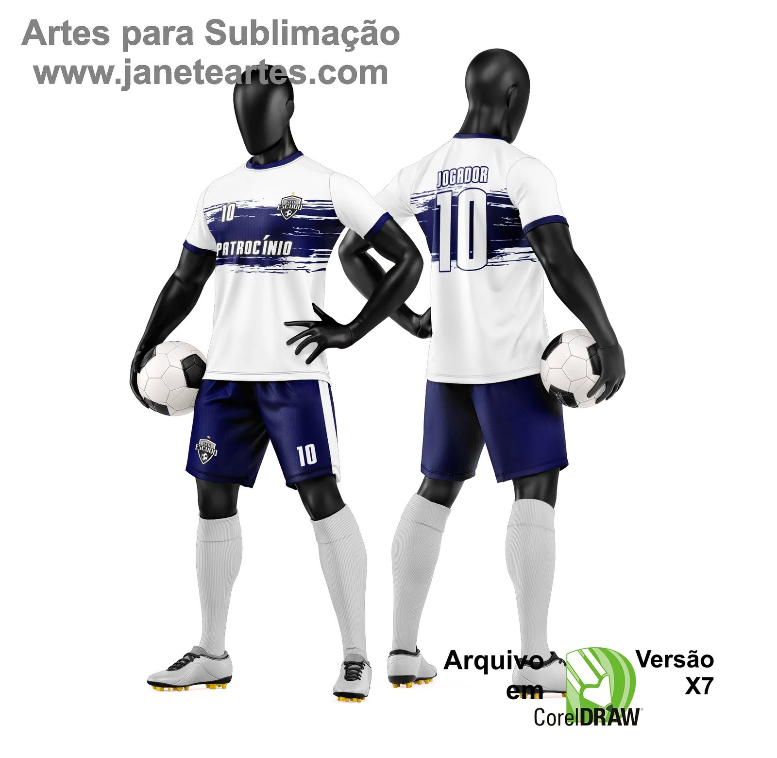 Arte Vetor Camisa e Short de Time de Futebol Amador - Janete Artes