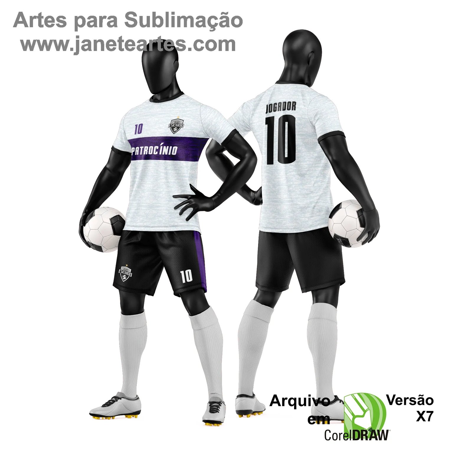 Arte Vetor Camisa e Short de Time de Futebol Amador - Janete Artes