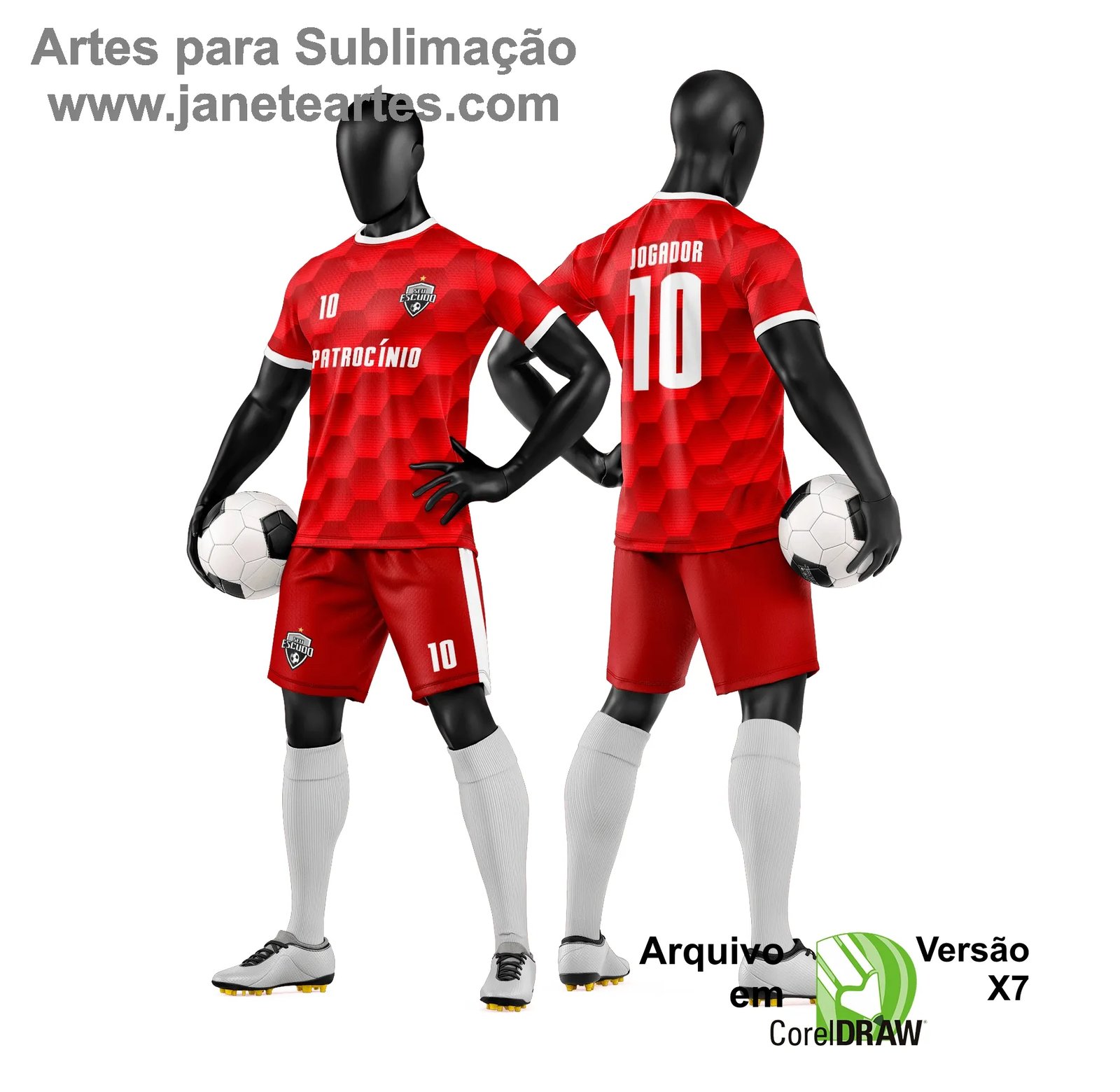 Arte Vetor Camisa e Short de Time de Futebol Amador - Janete Artes