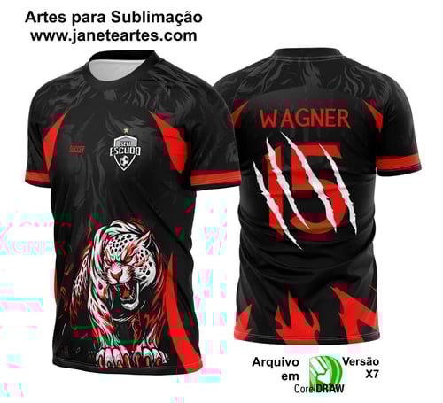 Arte Vetor Camisa Interclasse Onça - Pantera Branca e Vermelha 2025