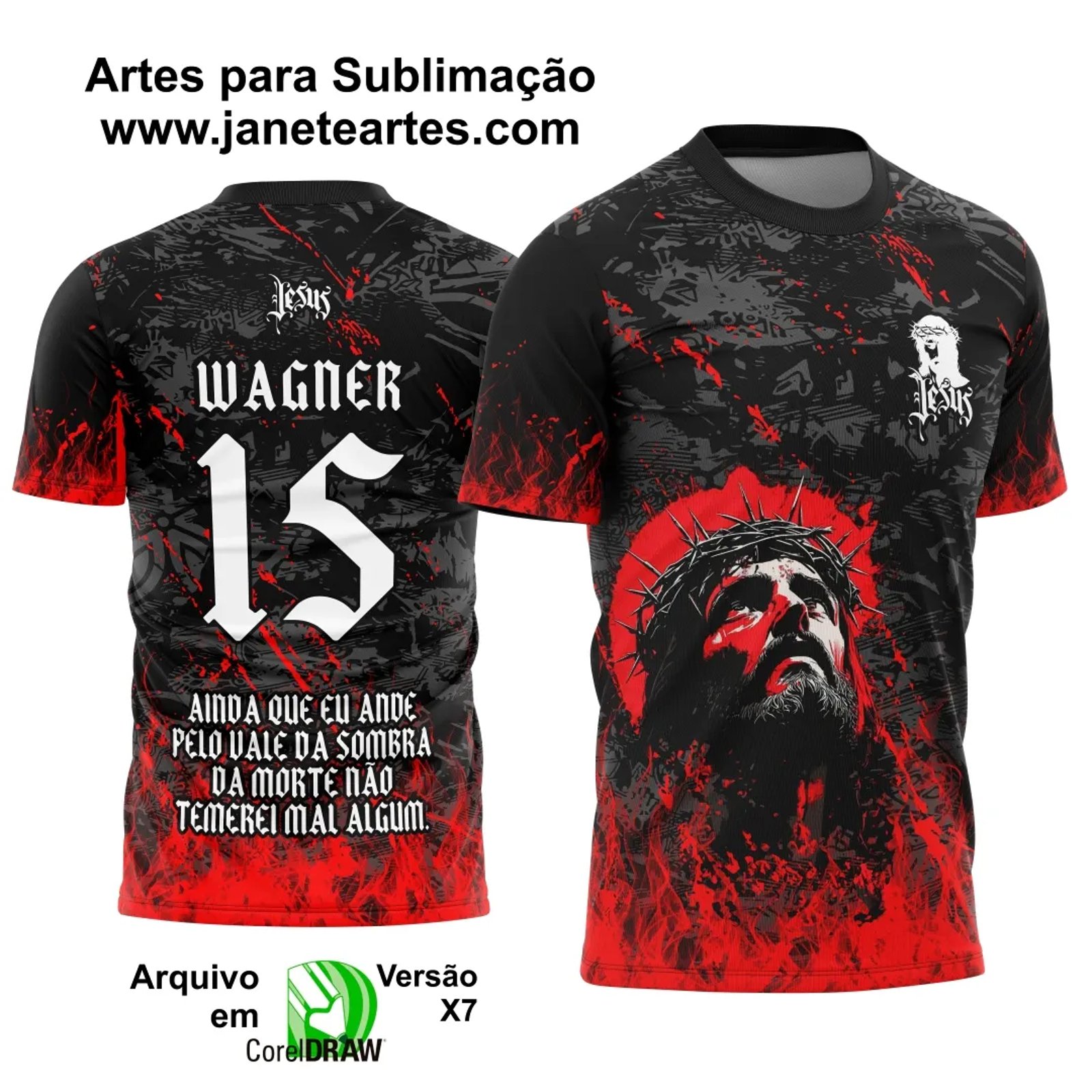 Arte Vetor Camisa Interclasse Jesus Cristo Red 2025 - Janete Artes