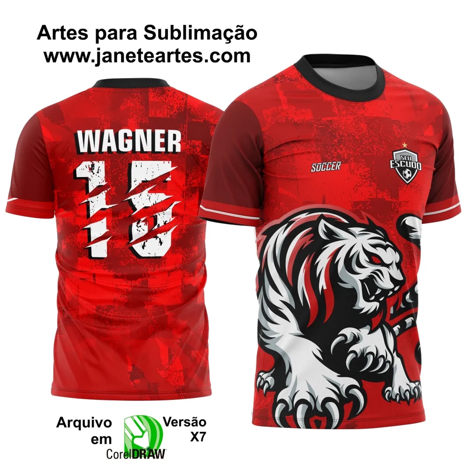 Arte Vetor Camisa Interclasse Tigre Evil Color 2025
