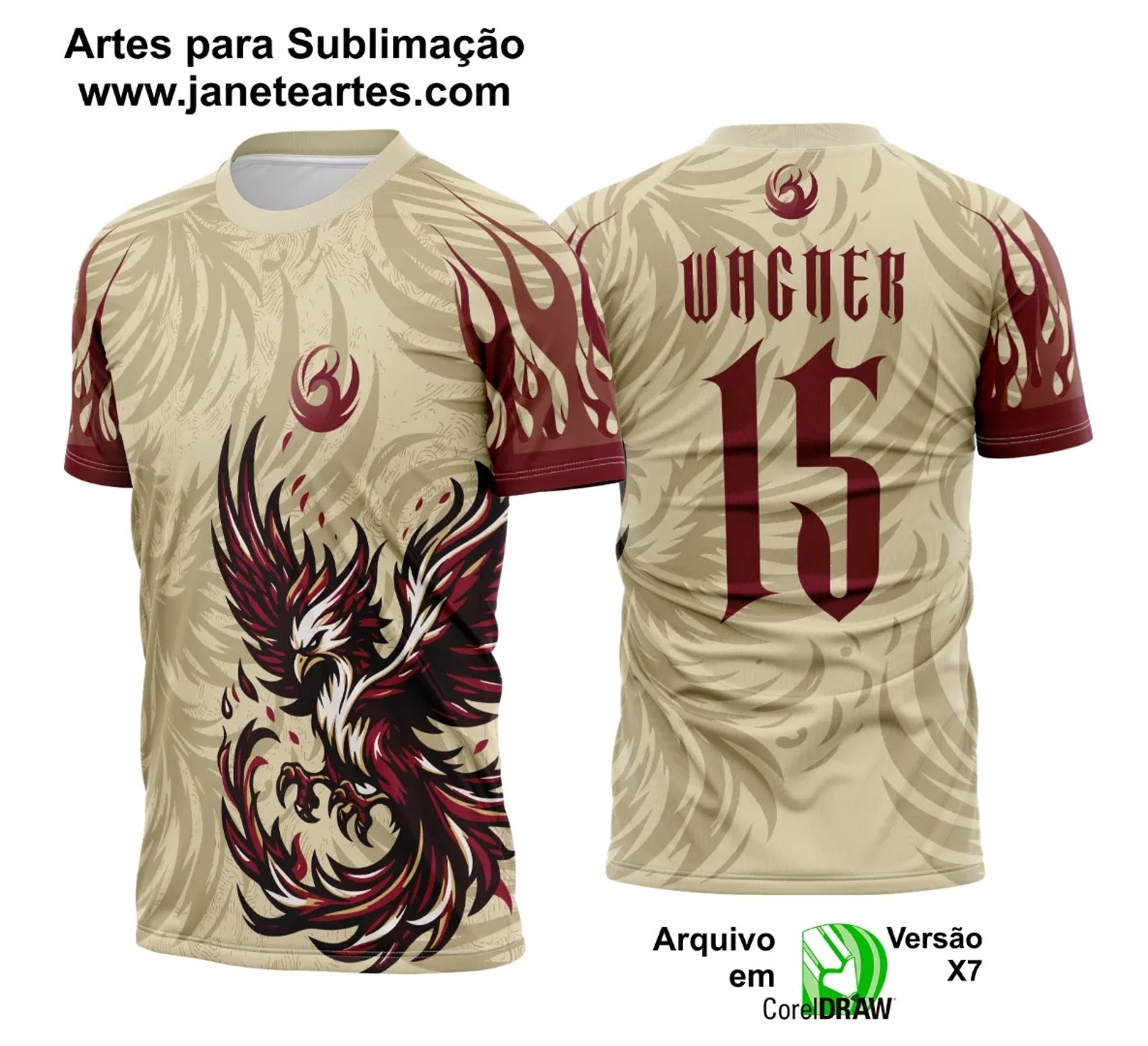 Arte Vetor Camisa Interclasse Fênix Bege Fogo 2025
