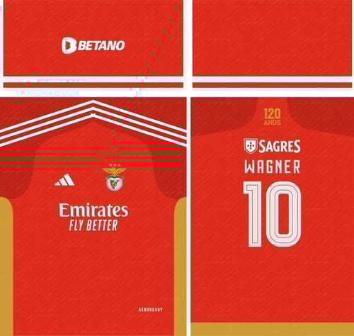 Arte Vetor Camisa Camisa Benfica 2023 2024