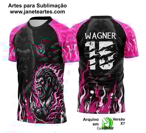 Arte Vetor Camisa Interclasse Gorila Rosa 2025