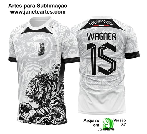 Arte Vetor Camisa Interclasse Tigre Preto com Branco 2025