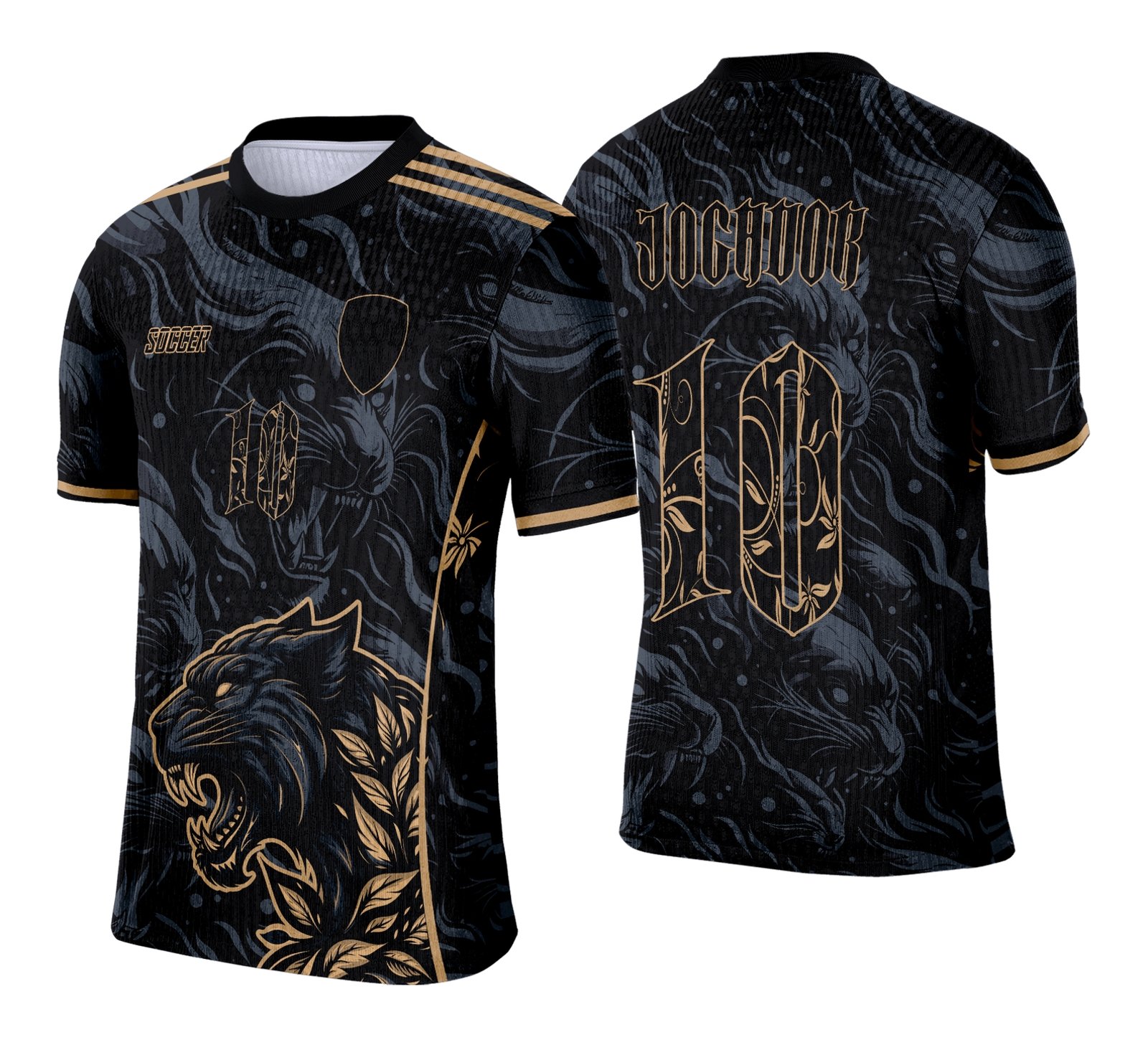 Arte Camisa Interclasse Pantera Negra com Dourado 2025 - 0004