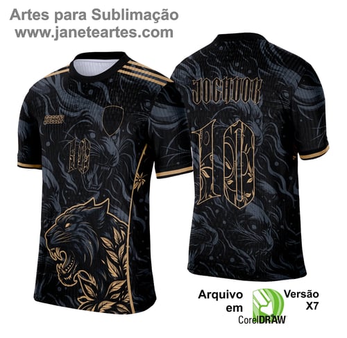 Arte Camisa Interclasse Pantera Negra com Dourado 2025 - 0004