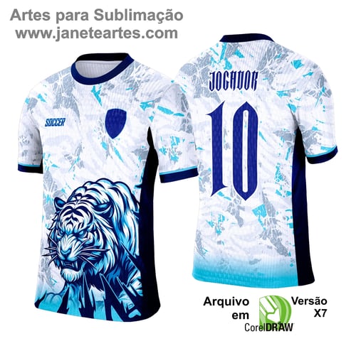 Arte Camisa Interclasse Tigre Branco com Azul 2025 - 0005