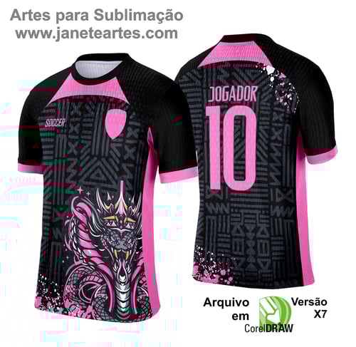 Arte Camisa Interclasse Cobra Serpente Rosa com Preto 2025 - 0007