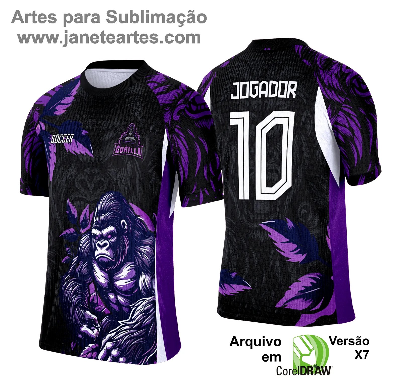 Arte Camisa Interclasse Gorila Negro com Roxo 2025 - 0012