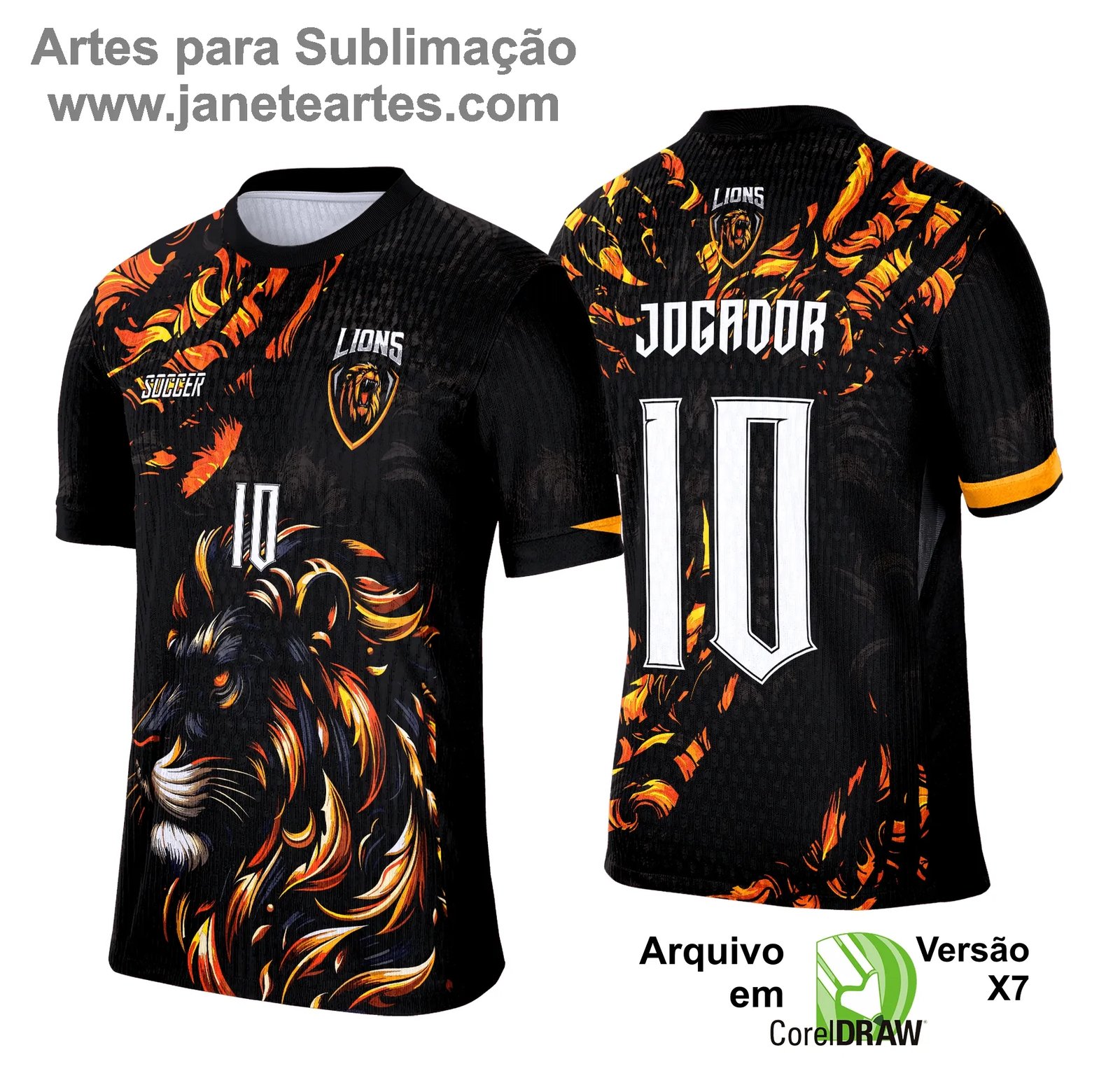 Arte Camisa Interclasse Leão Negro com Dourado 2025 - 0016