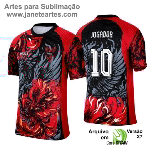 Arte Camisa Interclasse Fênix Negra com Vermelho 2025 - 0018
