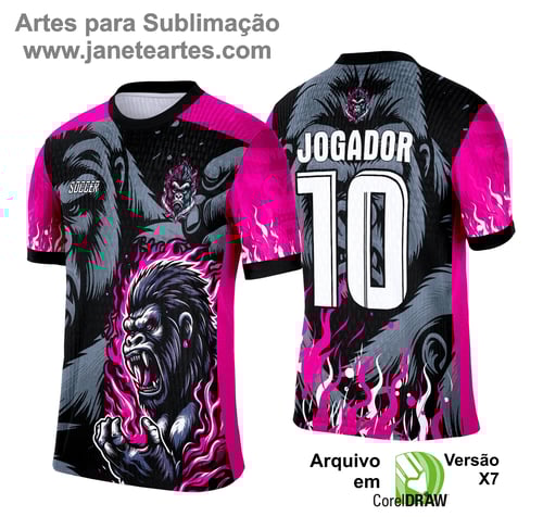 Arte Camisa Interclasse Gorila Negro com Rosa 2025 - 0019
