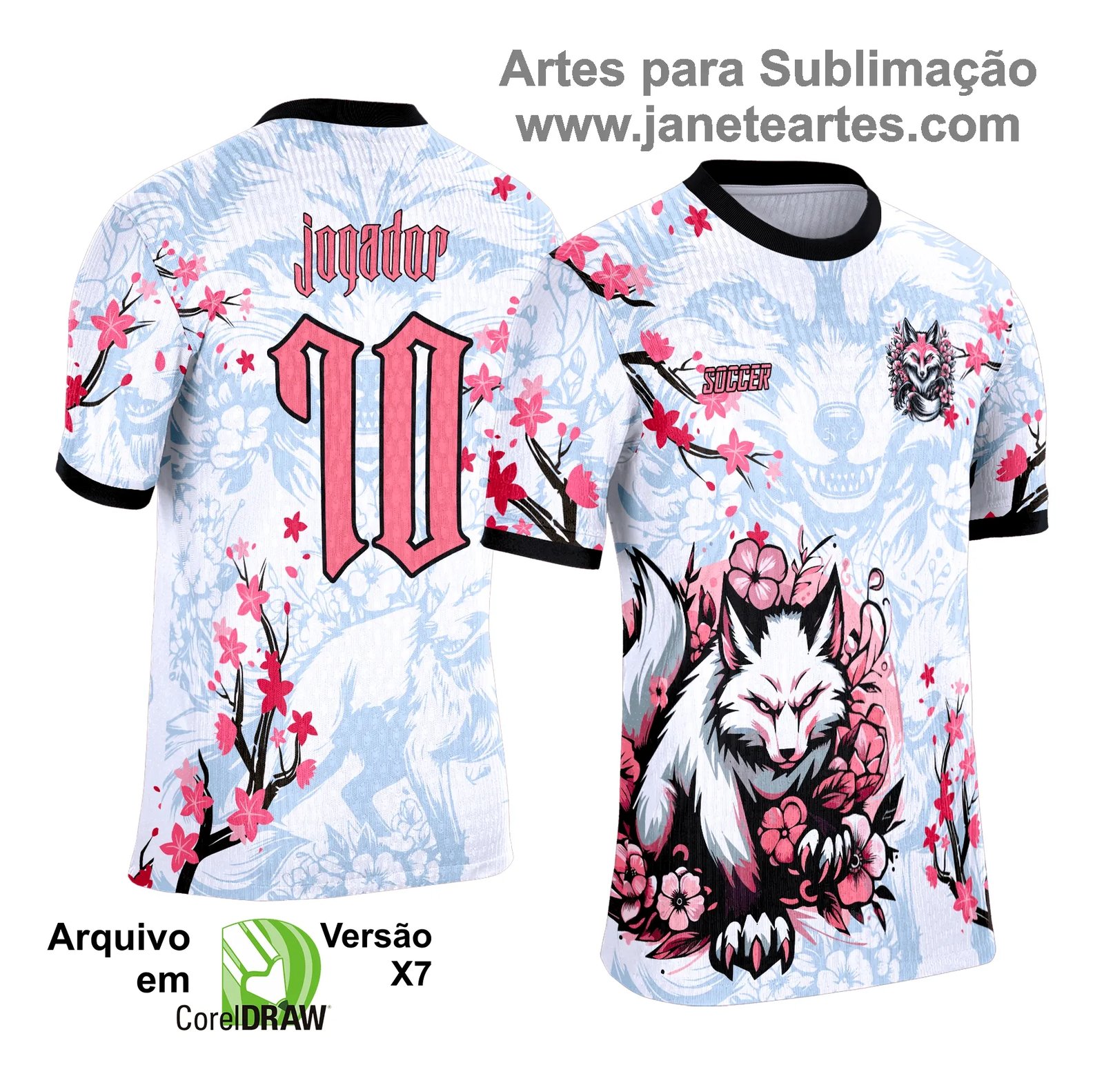Arte Camisa Interclasse Raposa Branca com Rosa 2025 - 0021