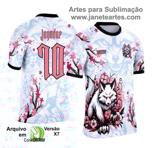 Arte Camisa Interclasse Raposa Branca com Rosa 2025 - 0021